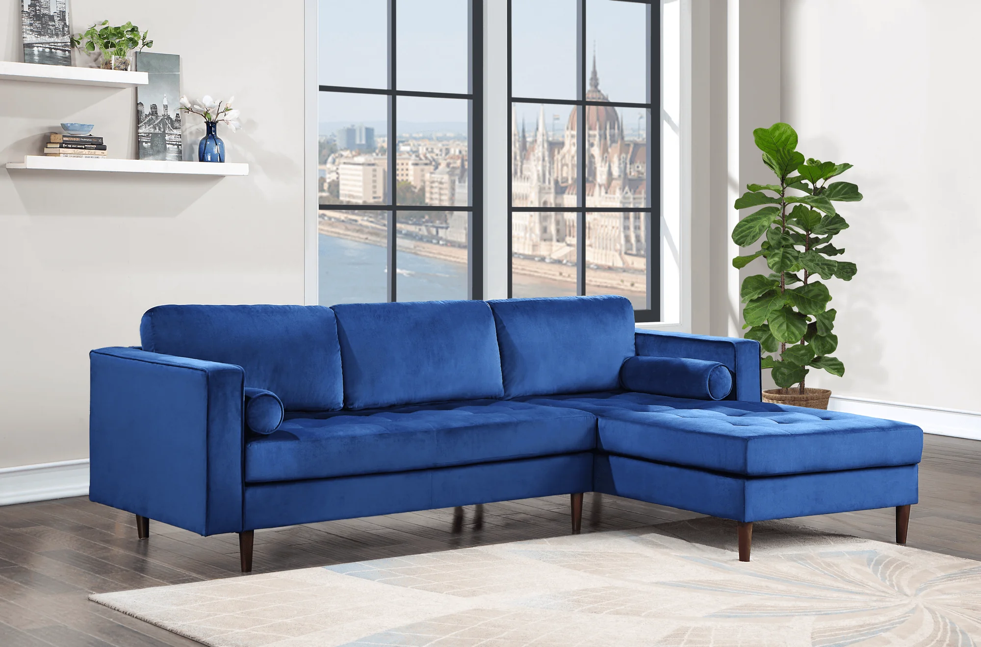 Roxy Blue Velvet Sectional - Image 1