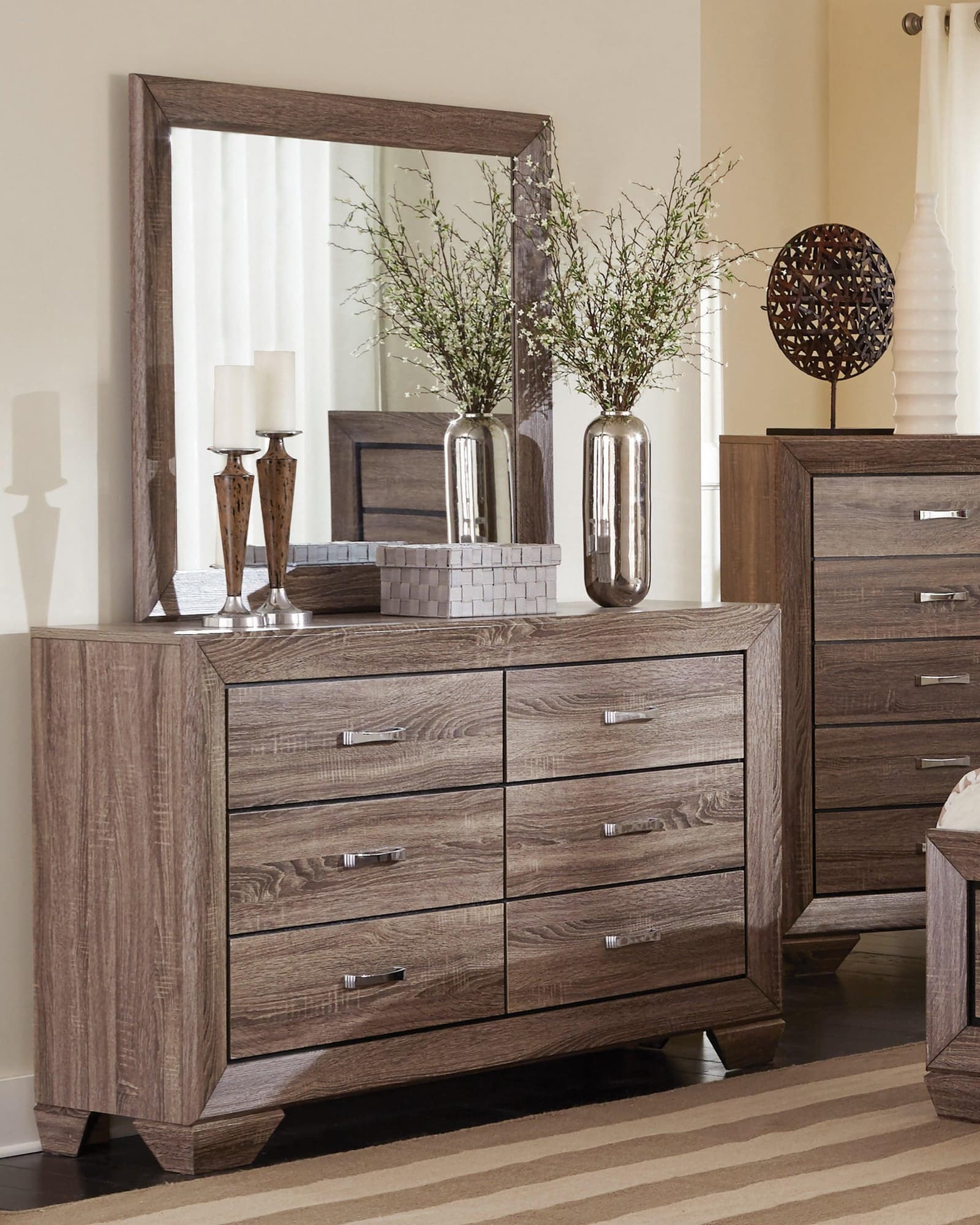 Kauffman Rectangular Mirror Washed Taupe - Image 1