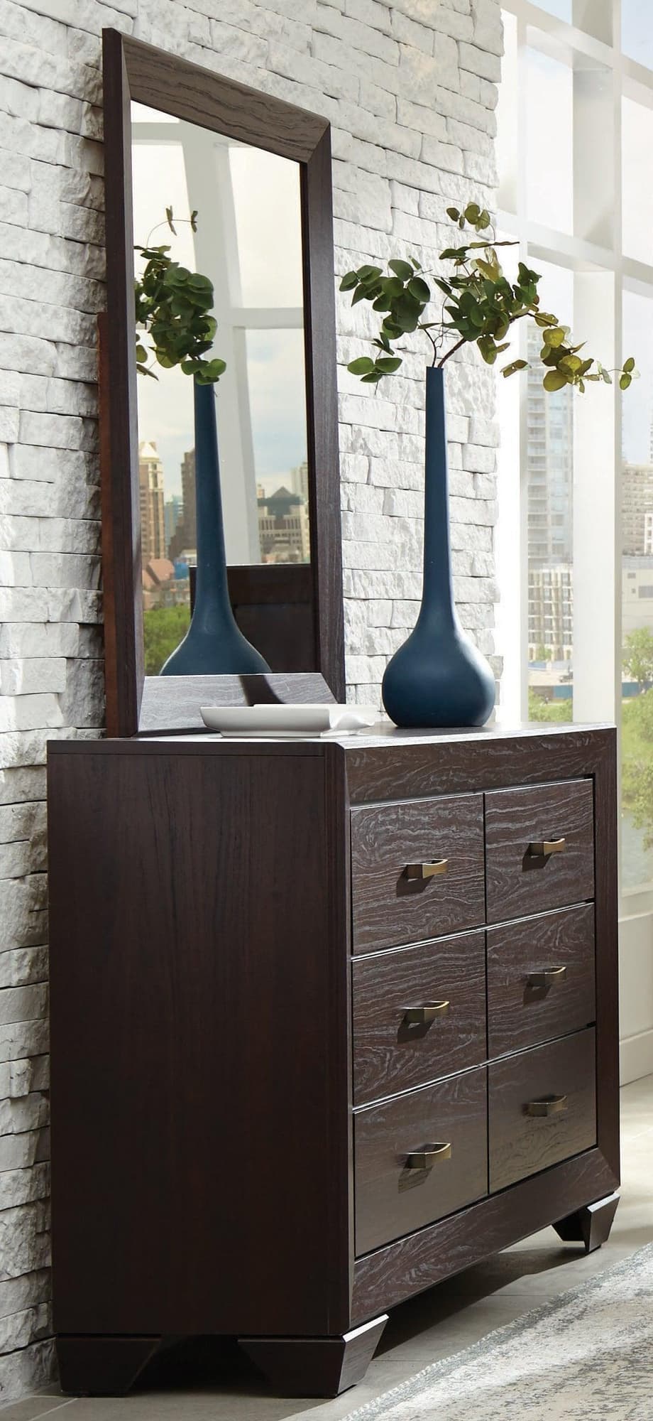 Kauffman Rectangular Mirror Dark Cocoa - Image 1