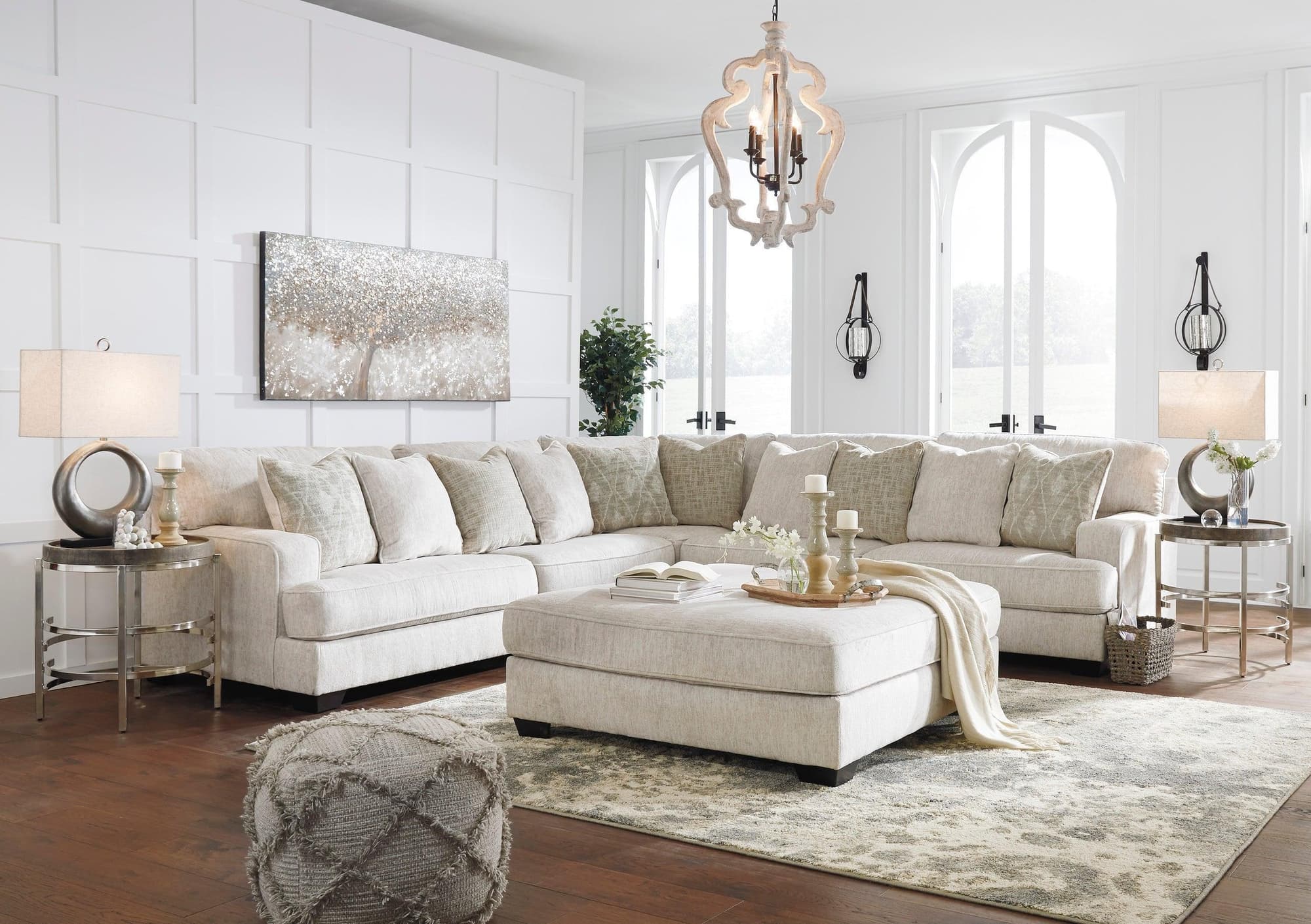 Ashley Rawcliffe Parchment Microfiber Fabric Sectional - Image 1