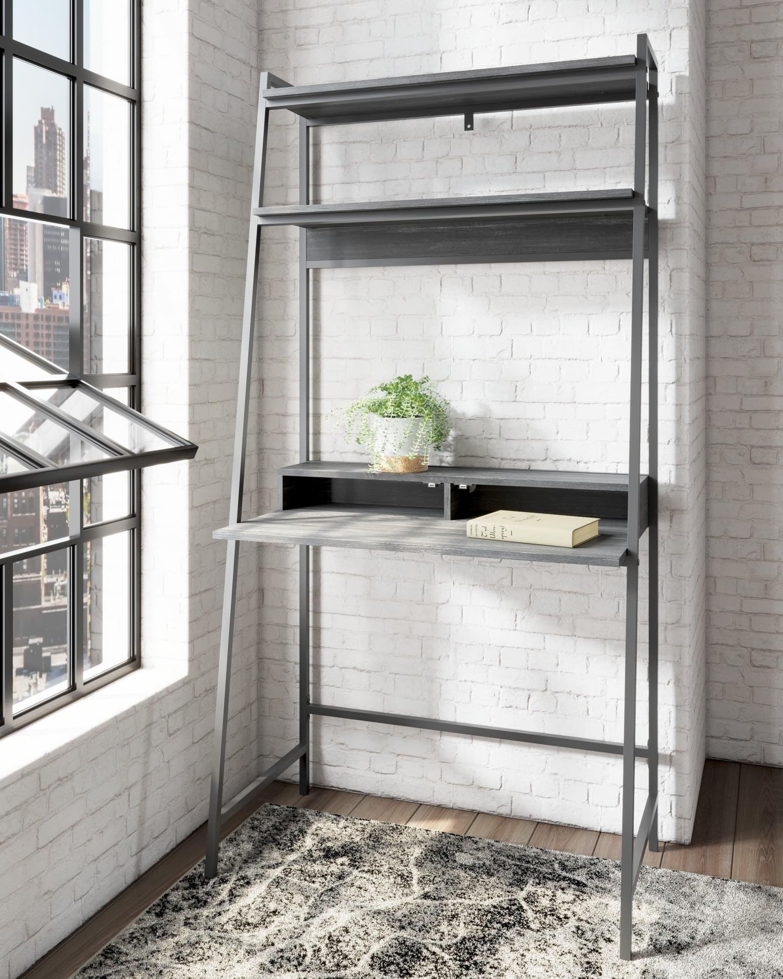 Yarlow Black 36" Home Office Desk With Shelf - Image 1