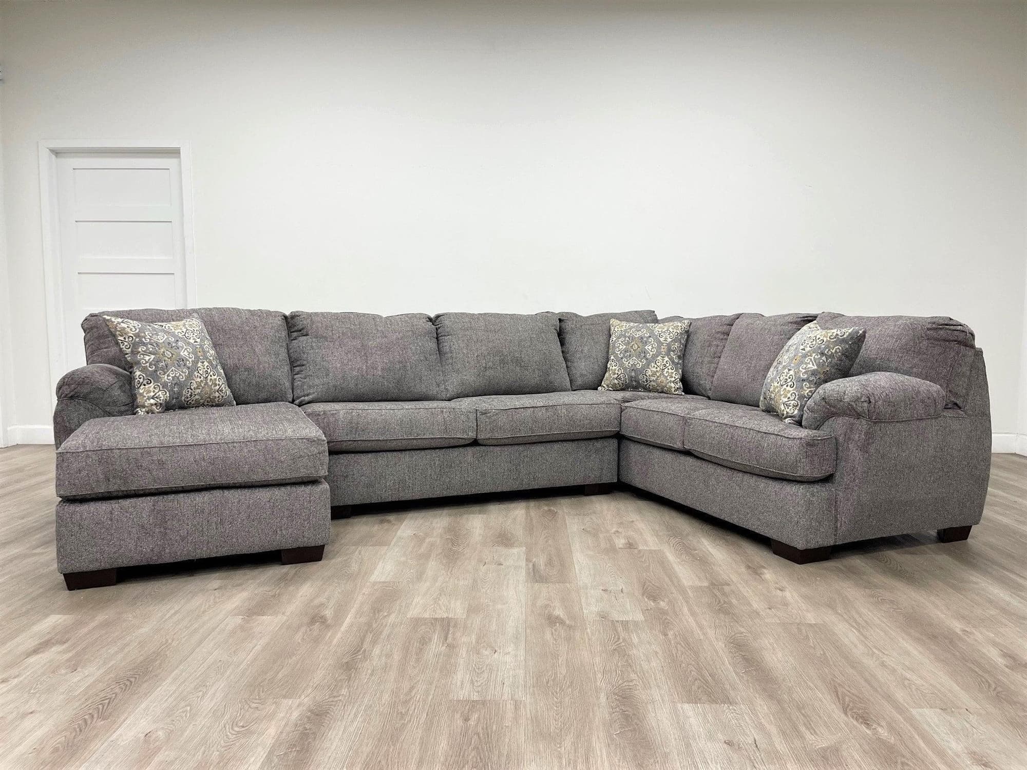 Brentwood Gray Chenille Fabric Sectional - Image 1