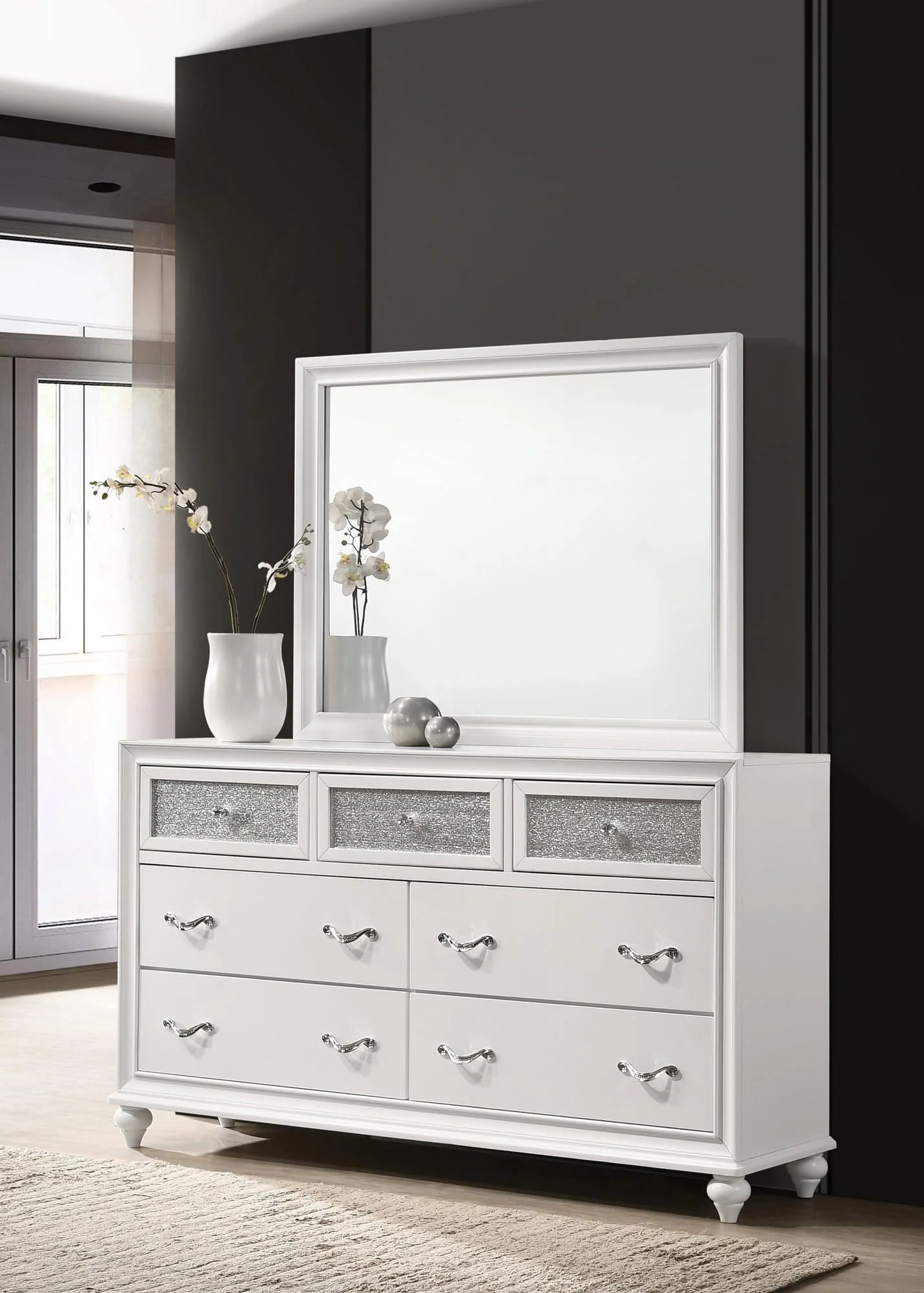 Barzini Rectangle Dresser Mirror White - Image 1