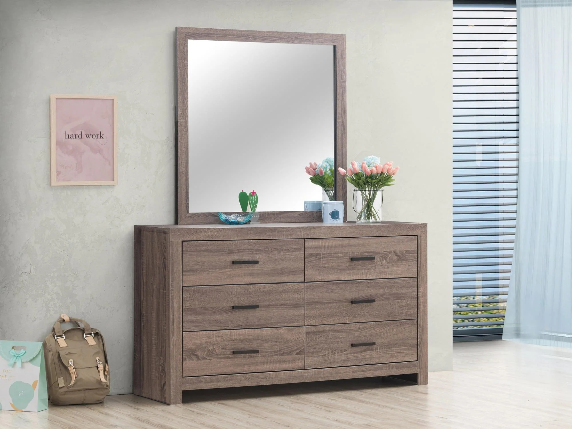 Brantford Rectangle Dresser Mirror Barrel Oak - Image 1