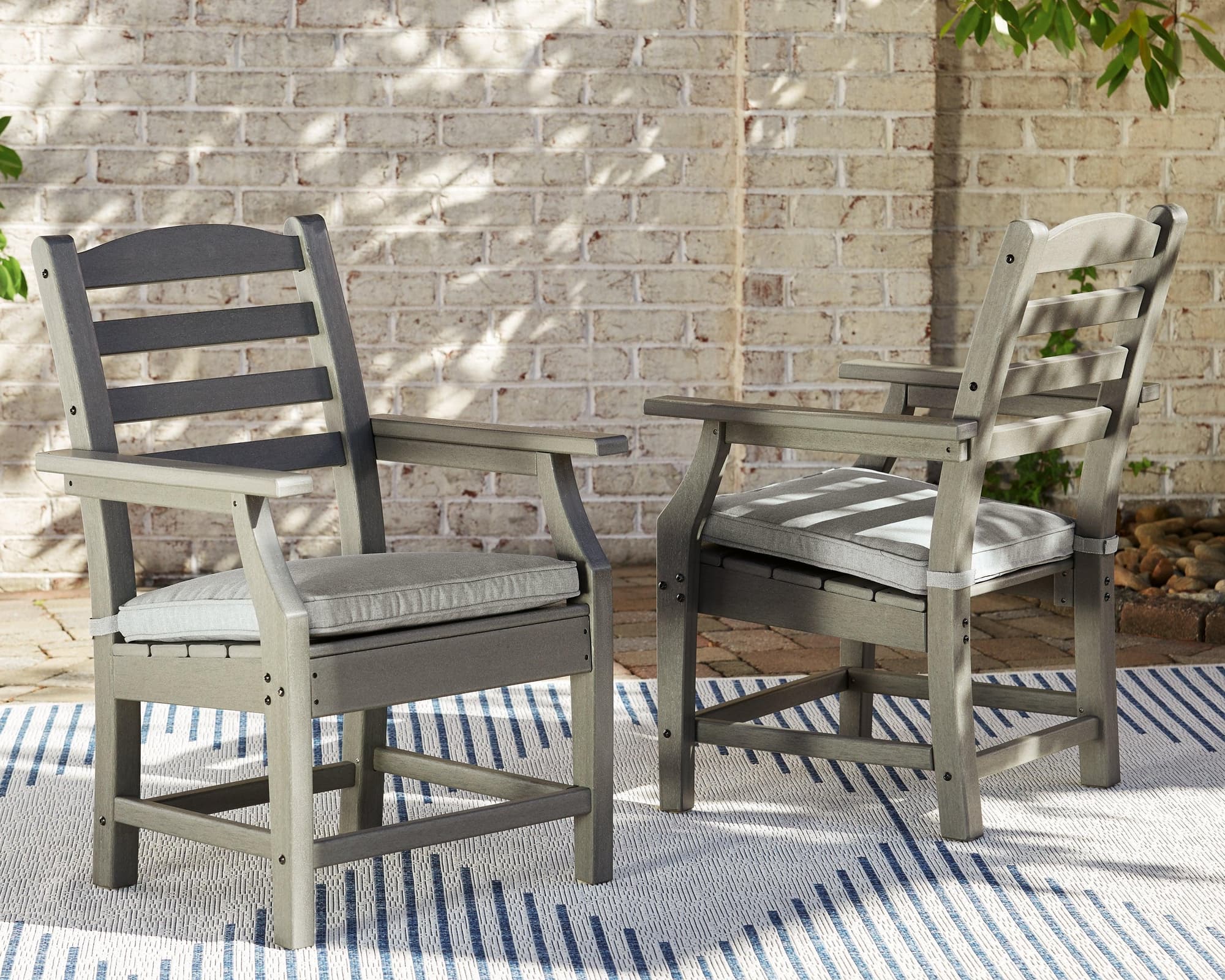 Visola Gray Arm Chair With Cushion (Set of 2)