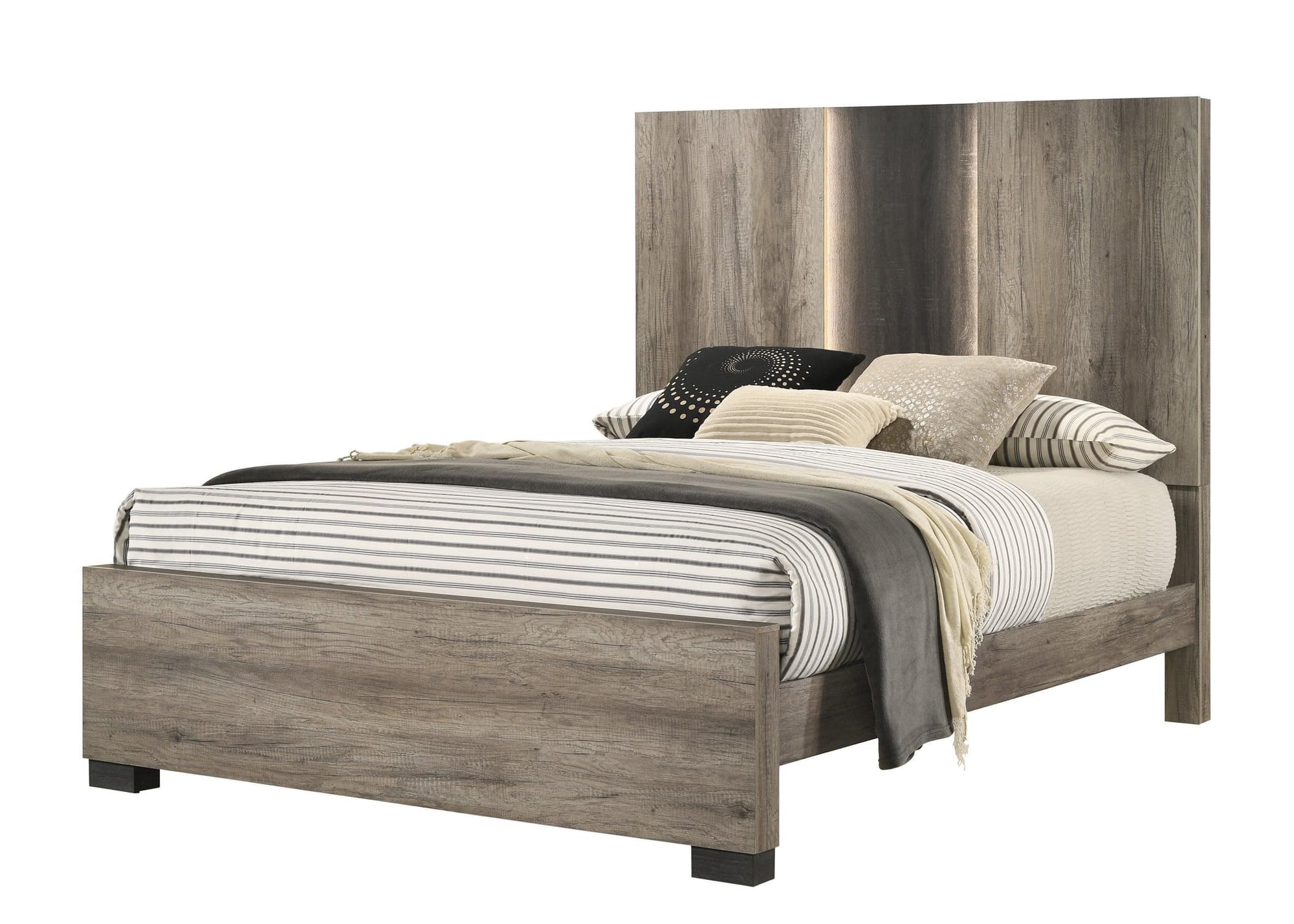 Rangley Light Brown LED Panel King Bed - Image 1