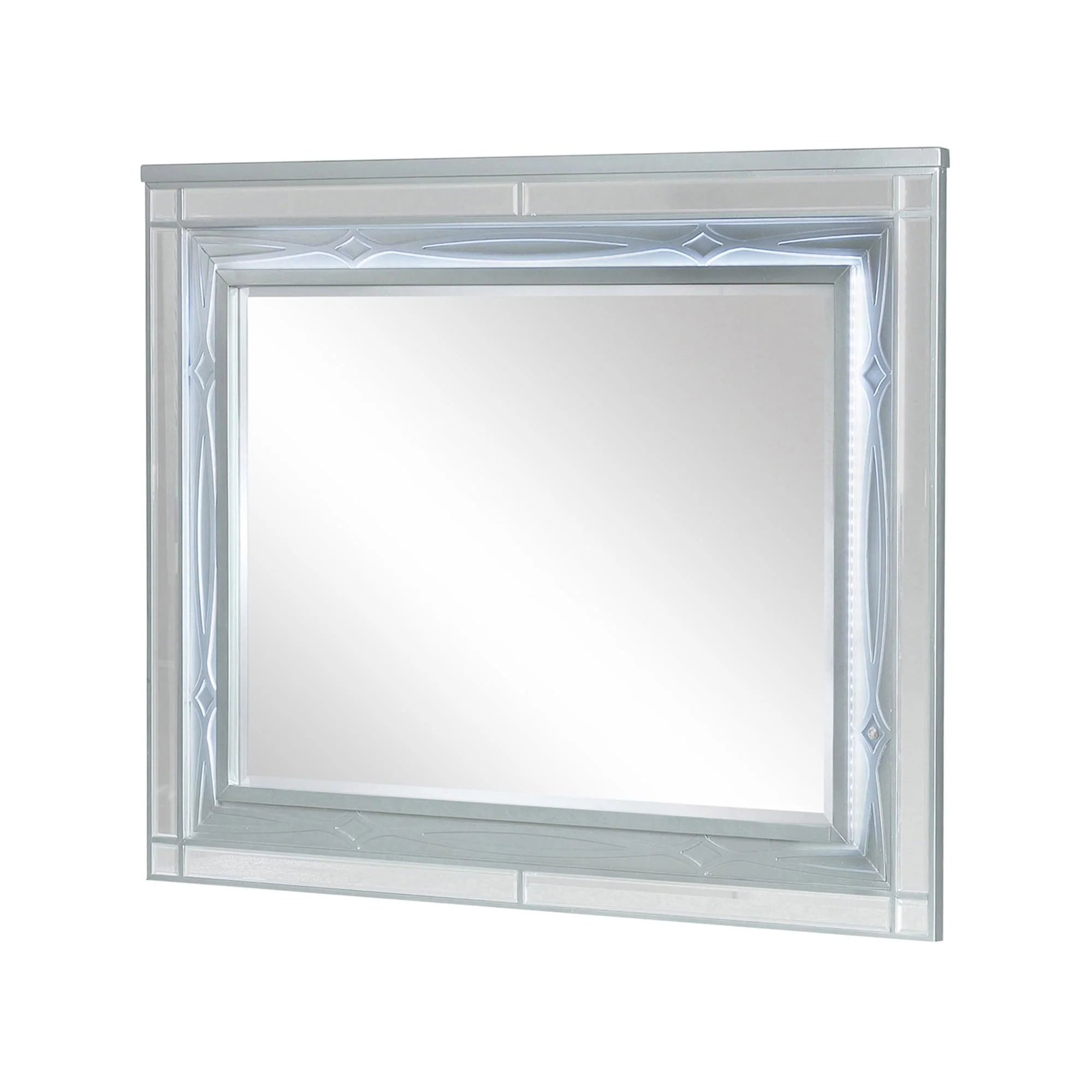 Gunnison Dresser Mirror With LED Lighting Silver Metallic - Image 1