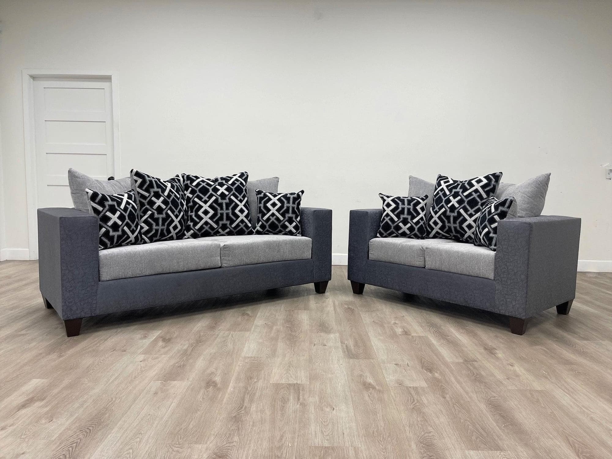 Monroe Gray Fabric 2-Piece Living Room Set - Image 1