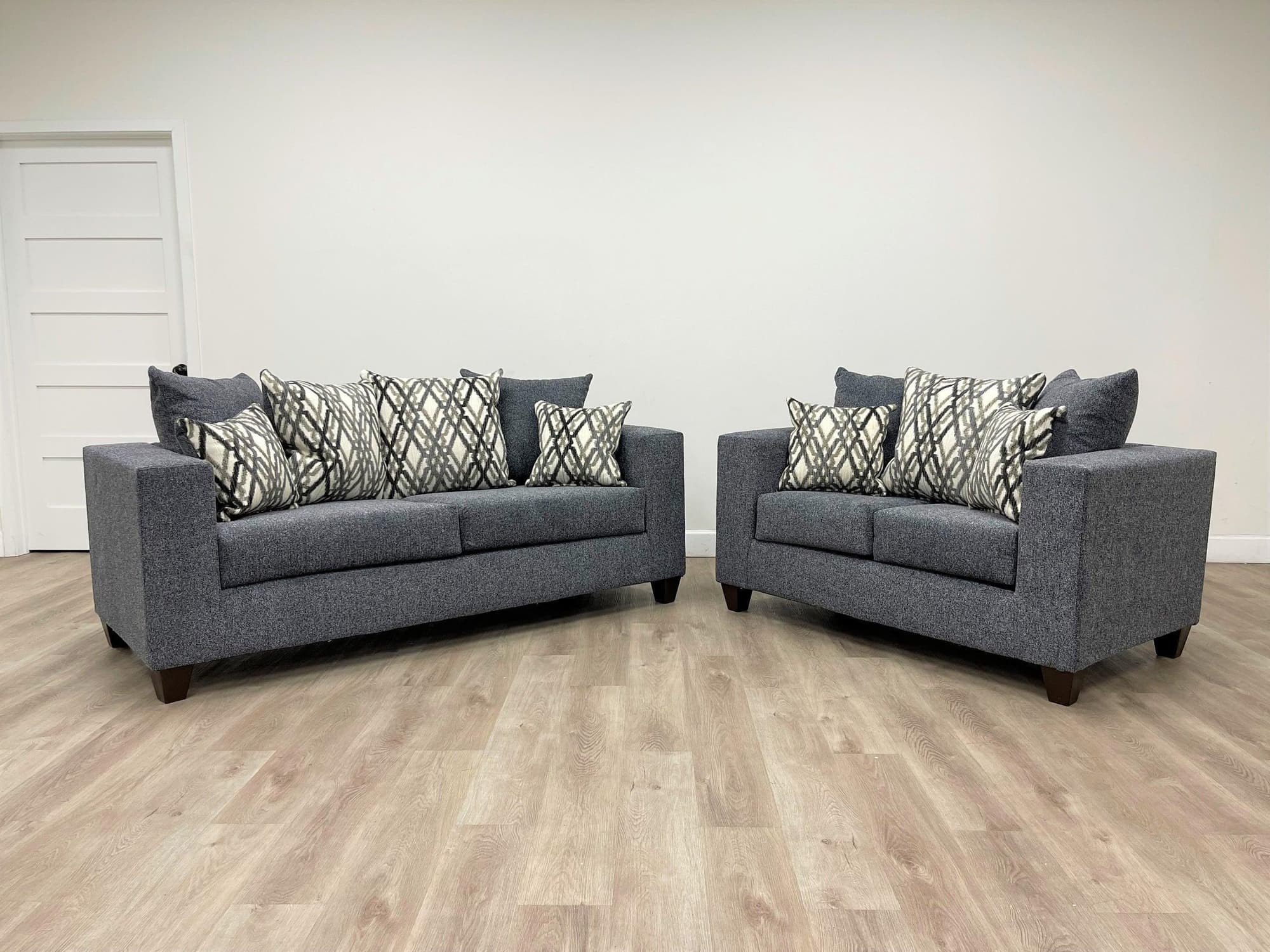 Monroe Steel Fabric Upholstered 2-Piece Living Room Set - Image 1