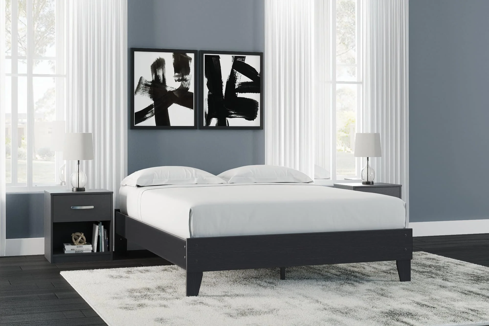 Finch Black Queen Platform Bed - Image 1