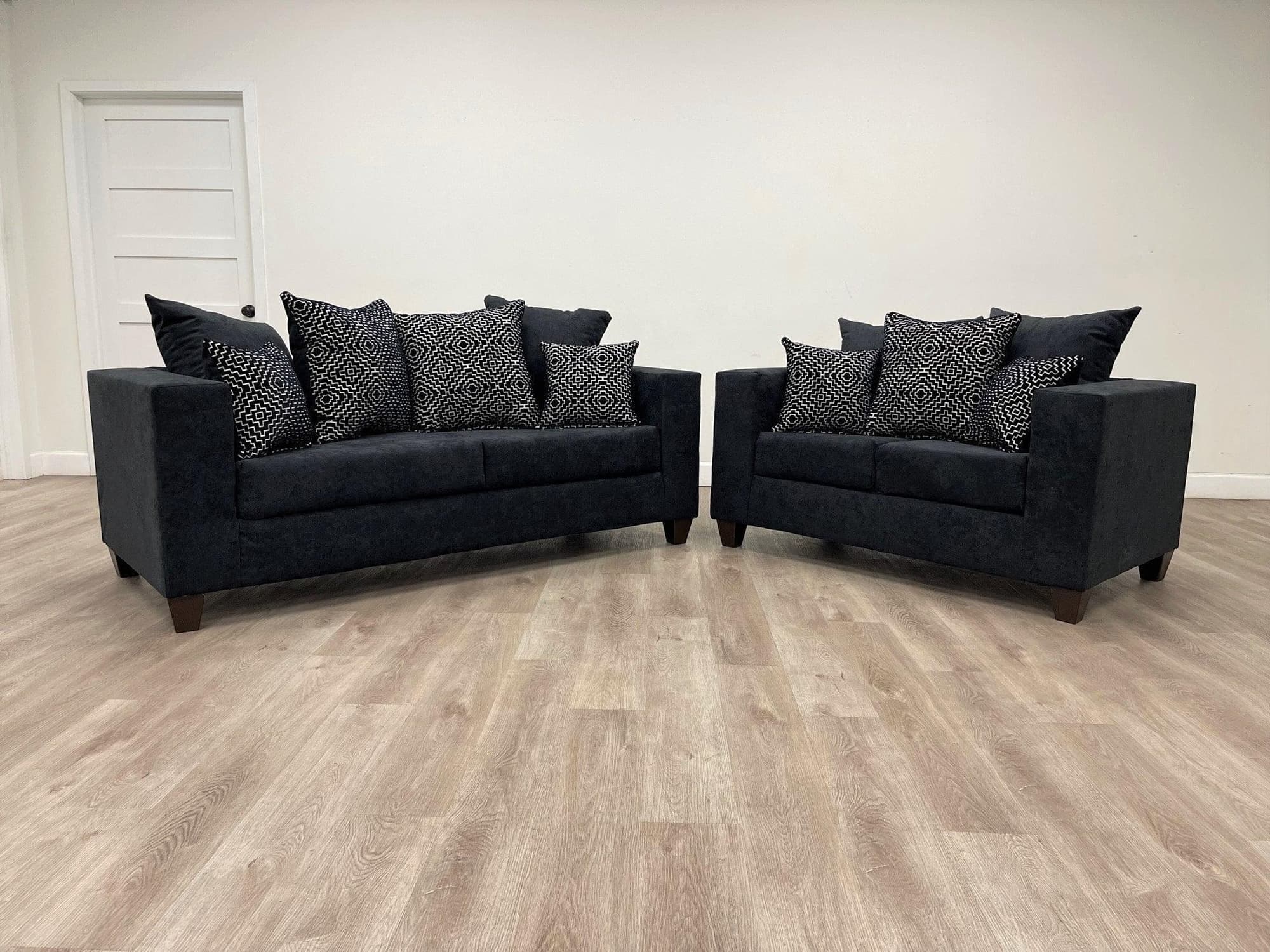 Hollywood Black Velvet 2-Piece Living Room Set - Image 1