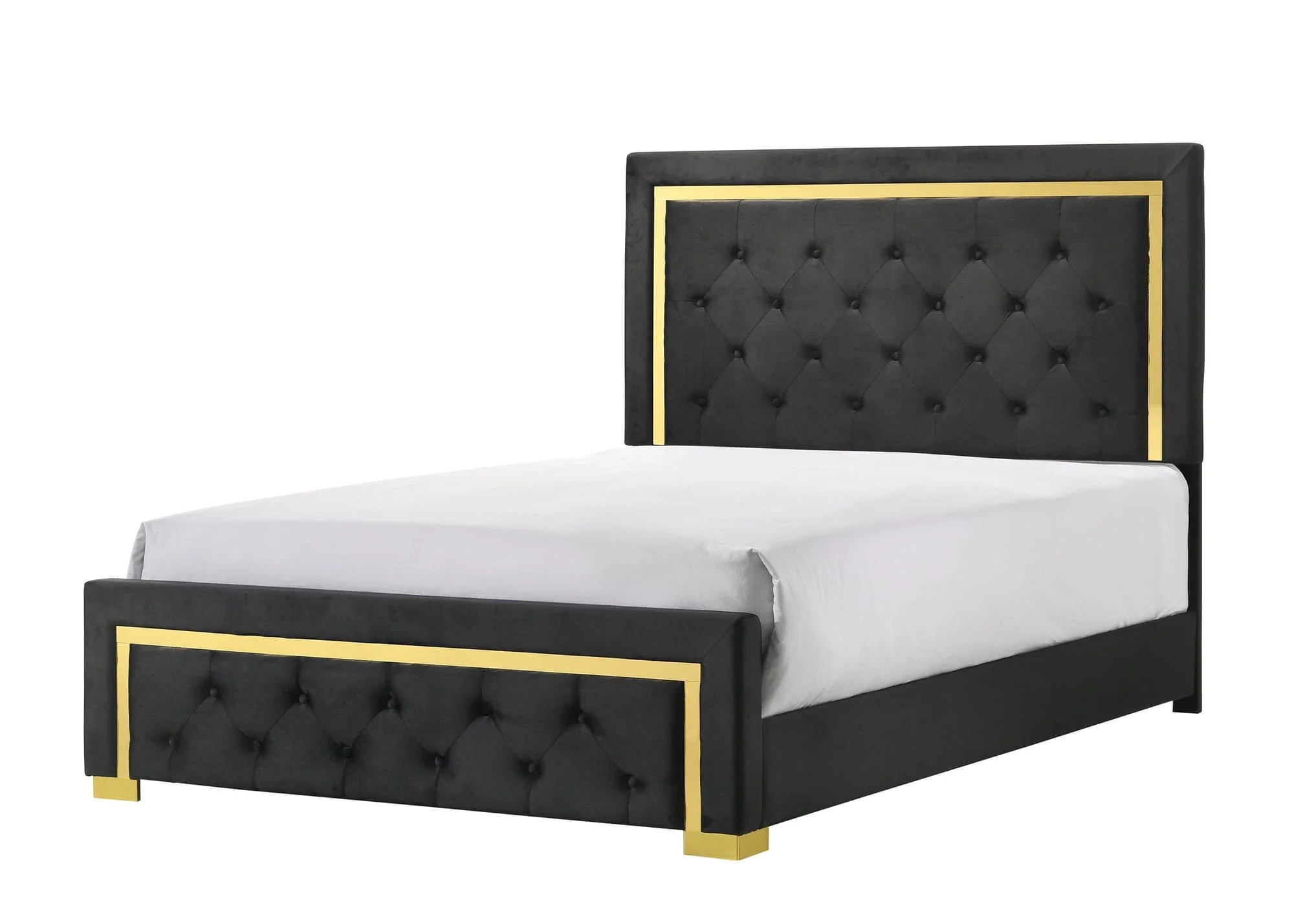 Pepe Black Fabric Upholstered Tufted Panel King Bed - Image 1