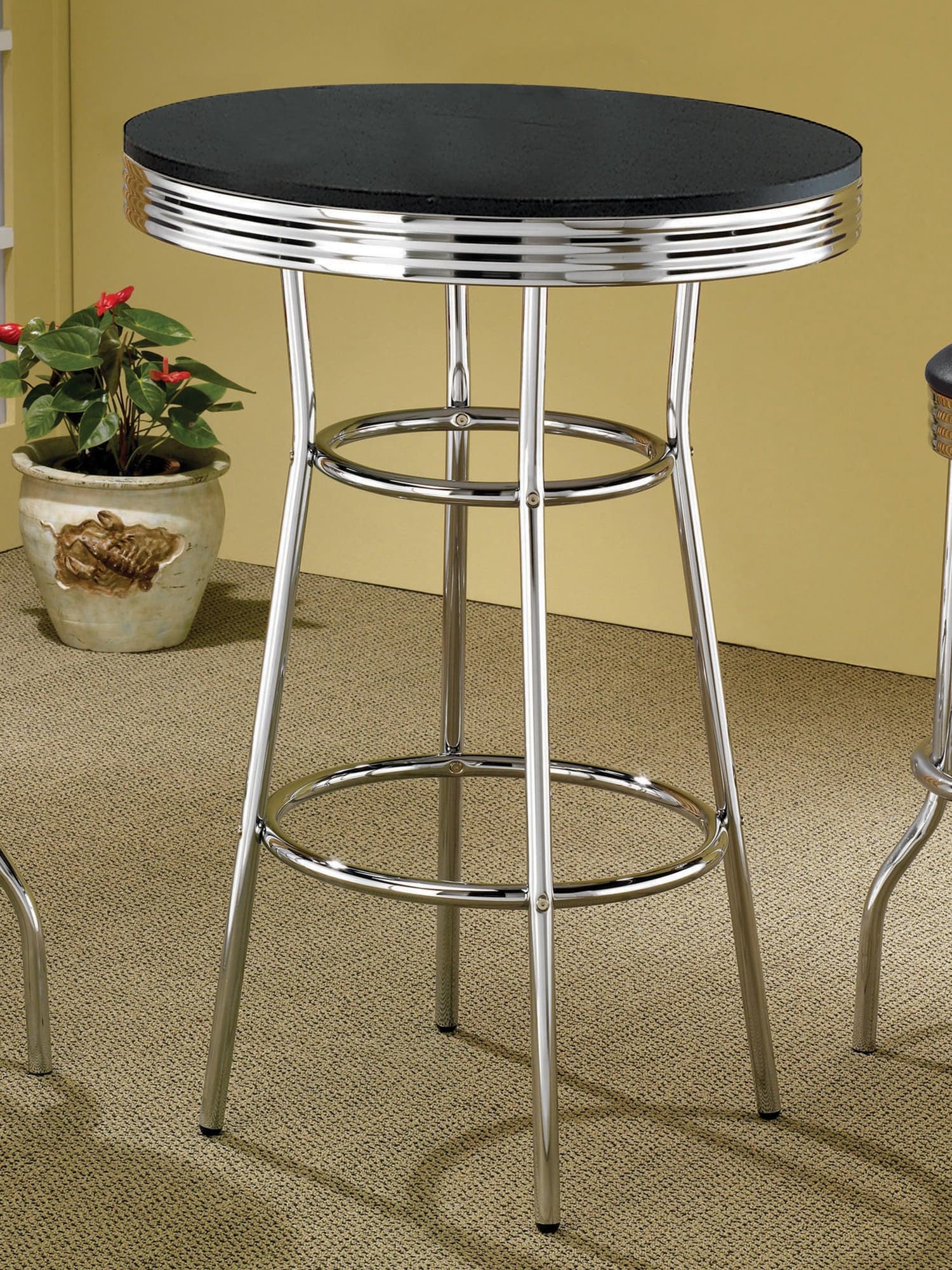Theodore Round Bar Table Black Chrome