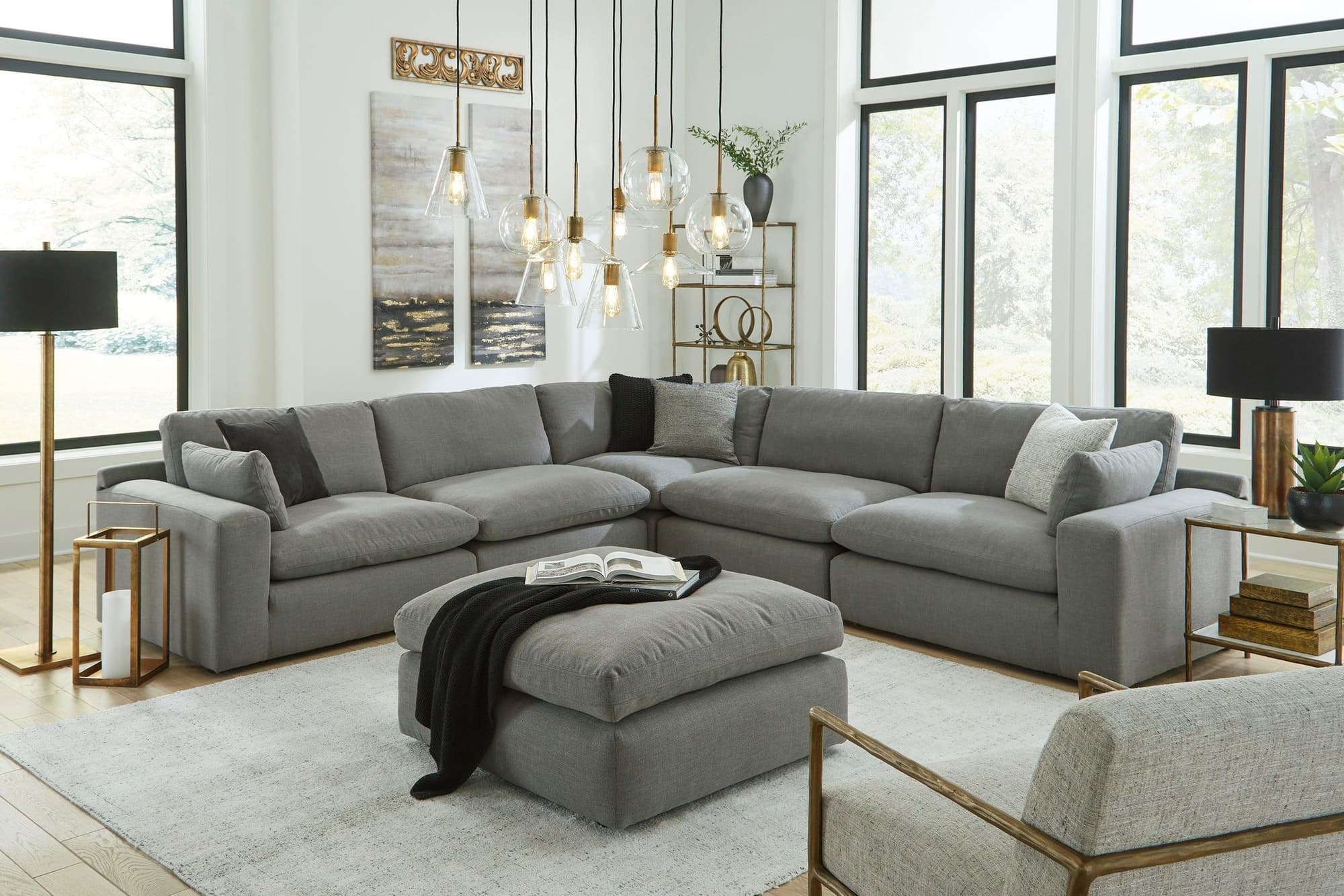 Elyza Gray Fabric Oversized Sectional - Image 1