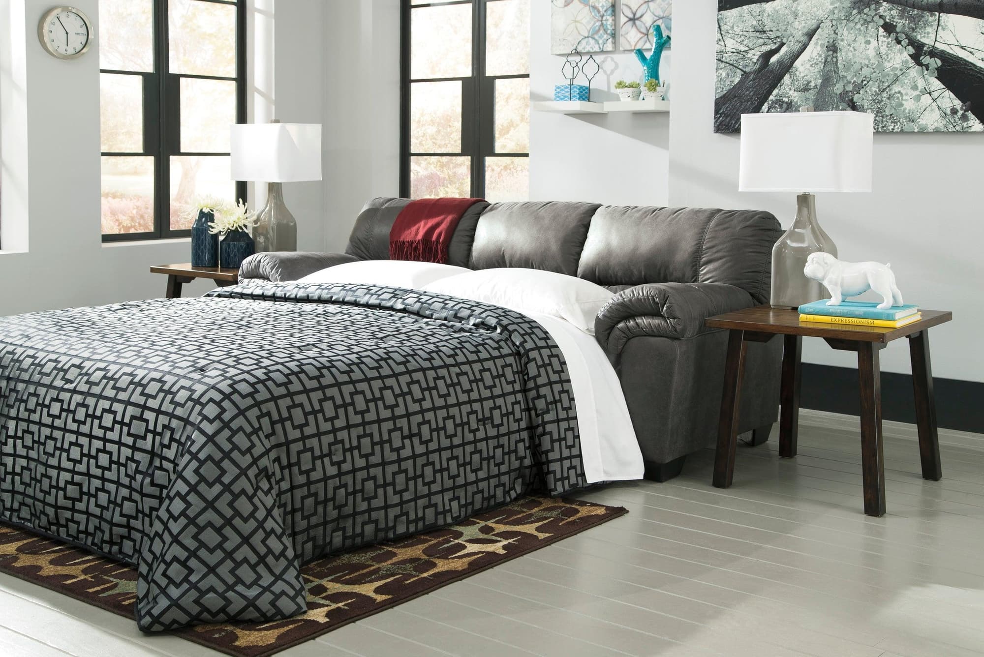 Bladen Slate Faux Leather Upholstered Full Size Sleeper