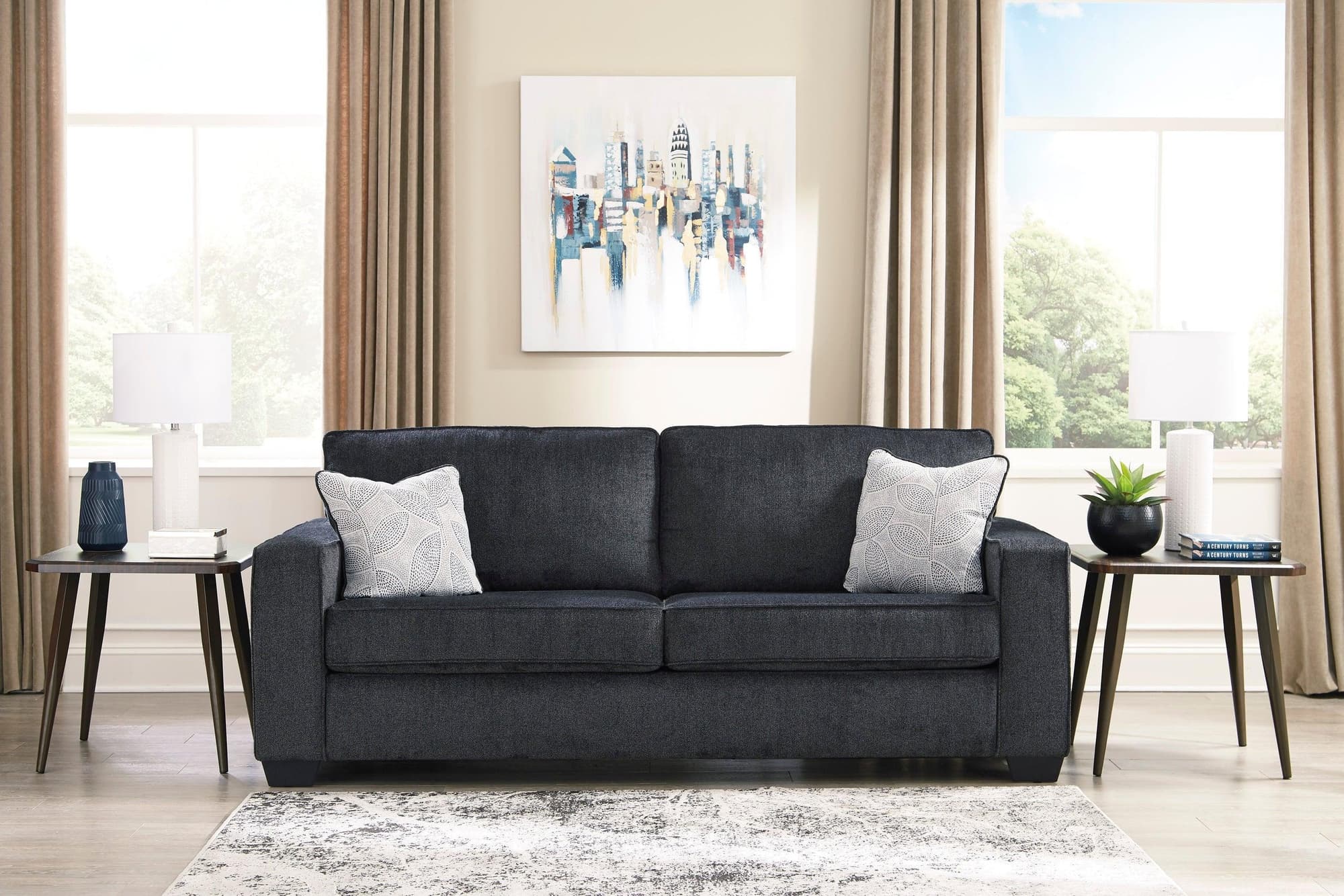Altari Slate Conventional Fabric Upholstered Queen Sofa Sleeper