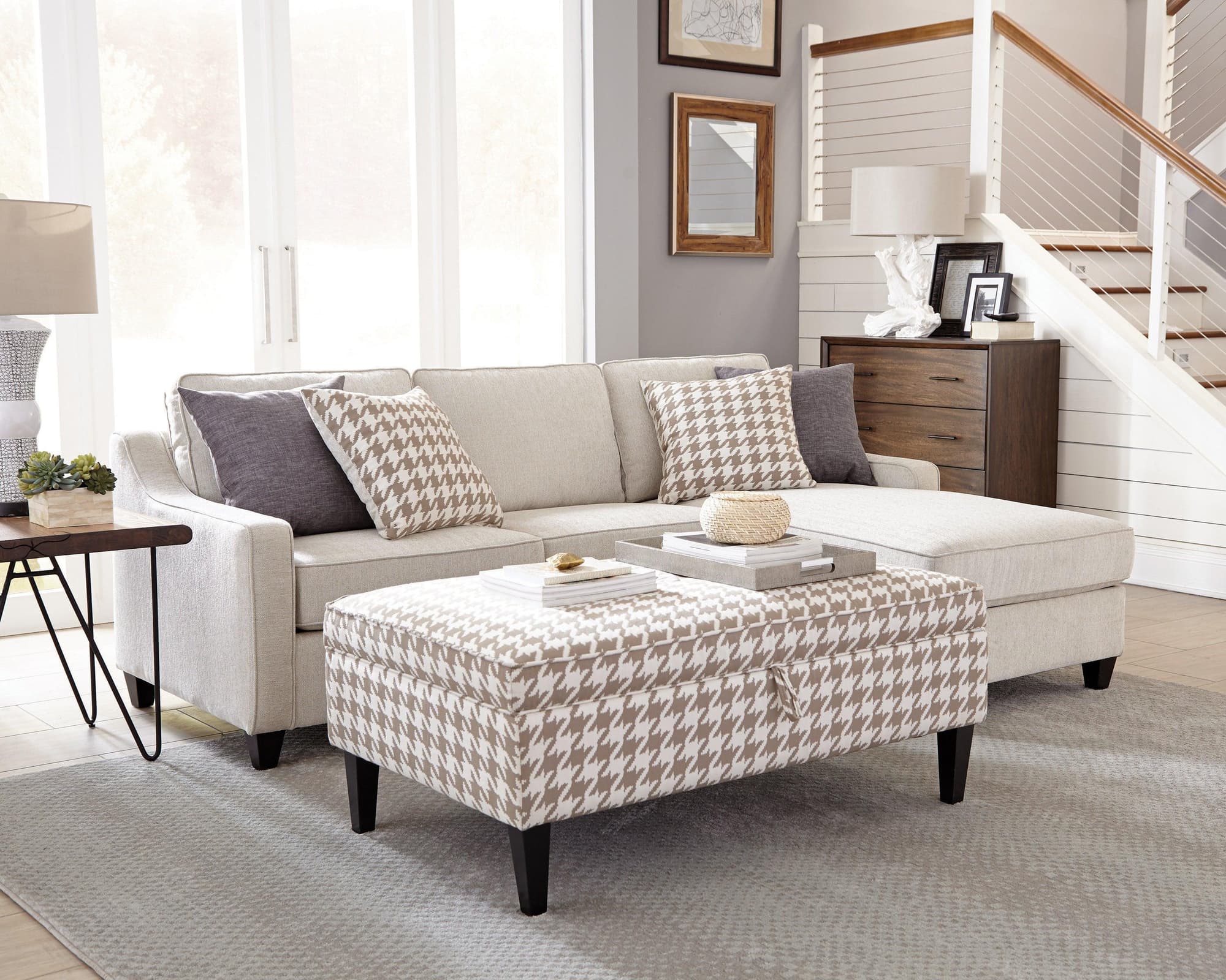 Mcloughlin Upholstered Sectional Cream - Image 1