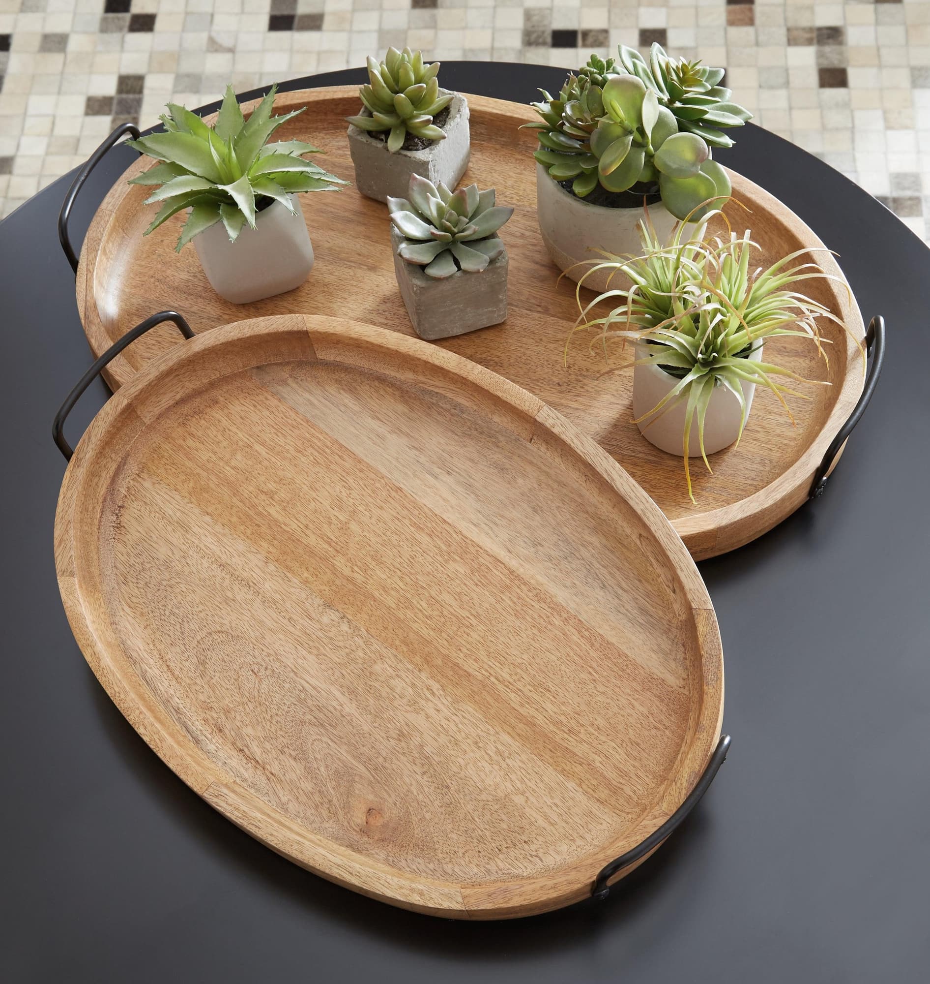 Jocelyne Brown Black Tray (Set of 2)