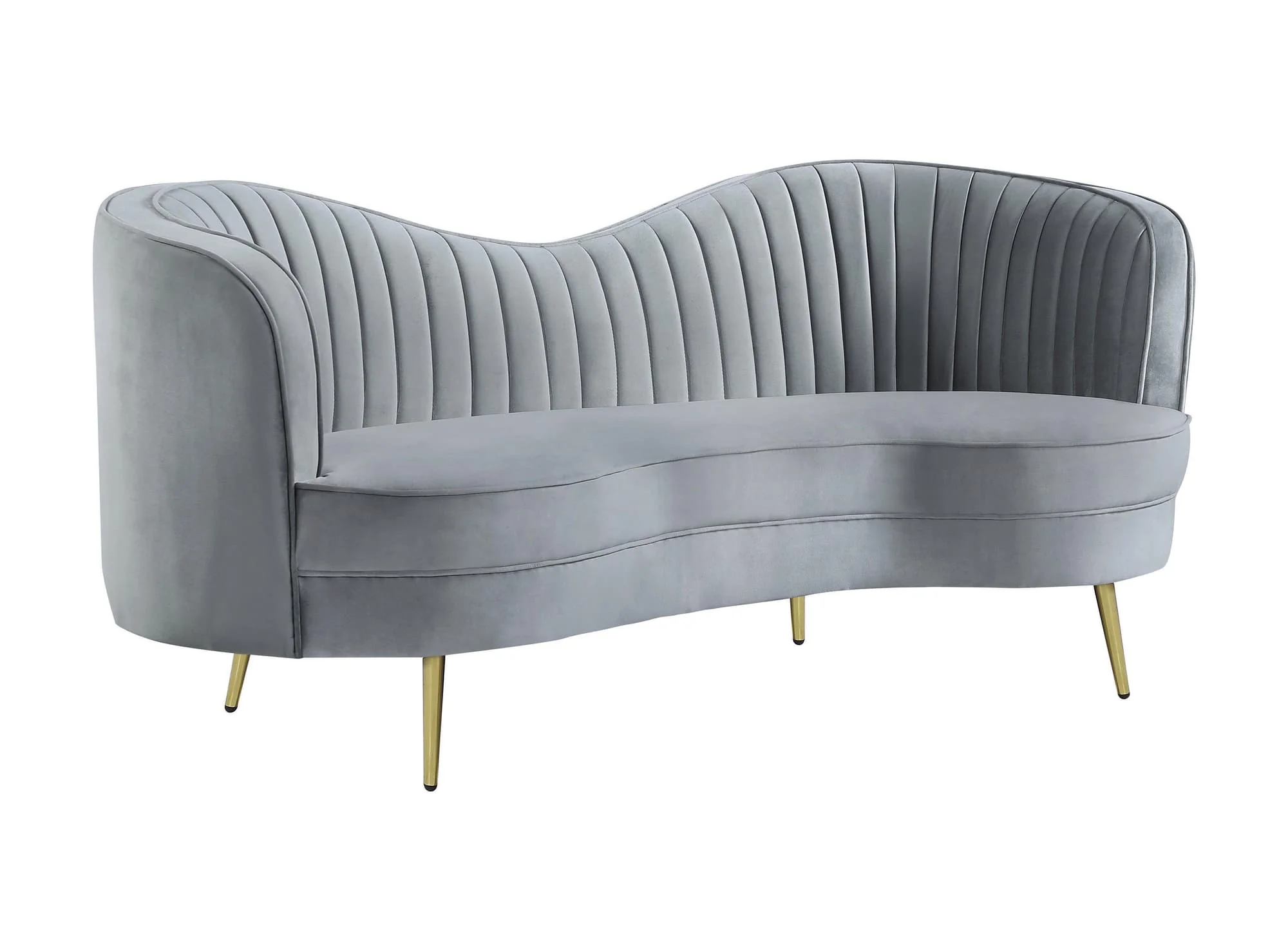 Sophia Upholstered Sofa With Camel Back Gray Gold - Image 1