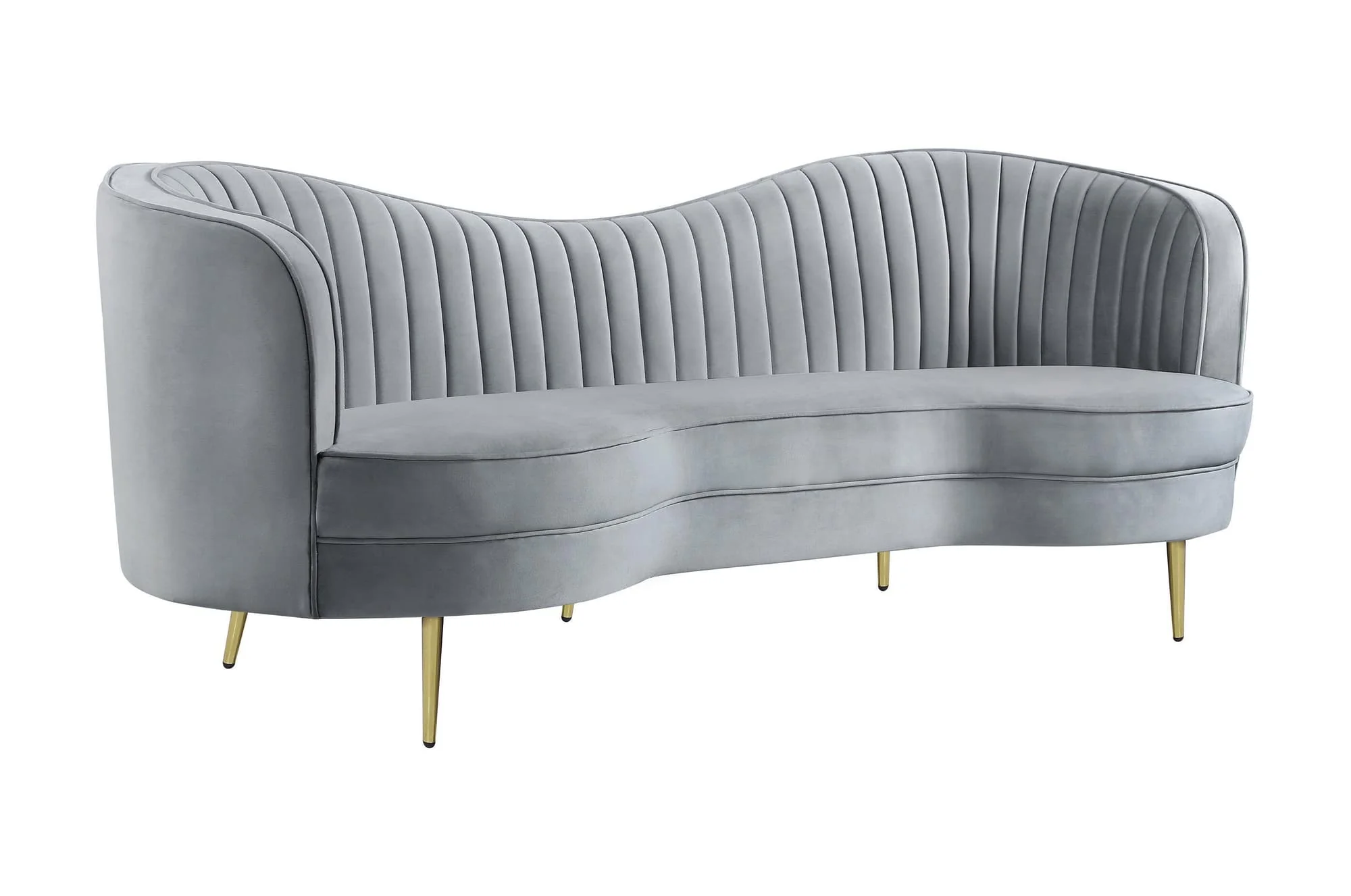 Sophia Upholstered Loveseat With Camel Back Gray Gold - Image 1