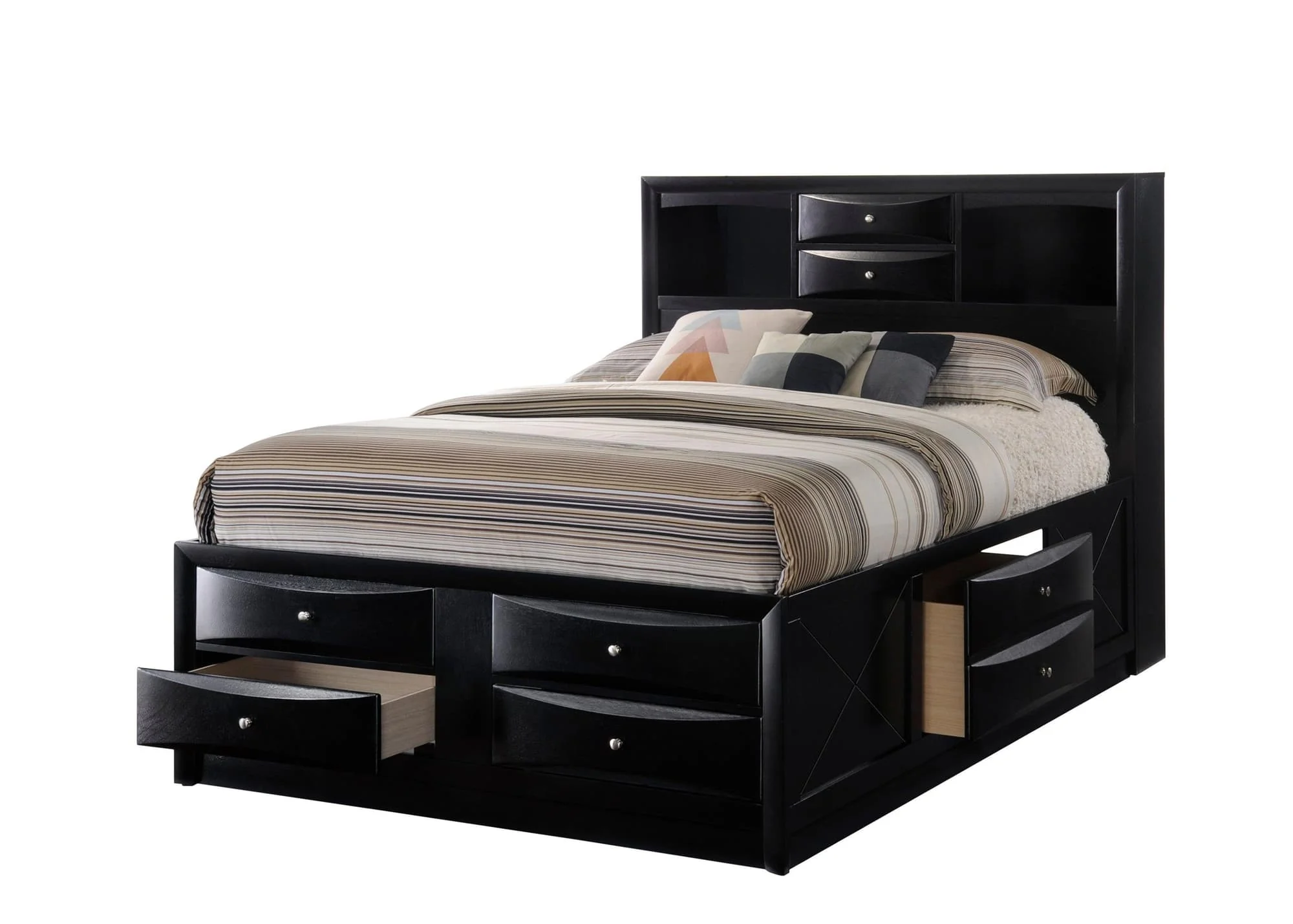 Emily Black Durable Storage Bookcase Platform Queen Bed - Image 1