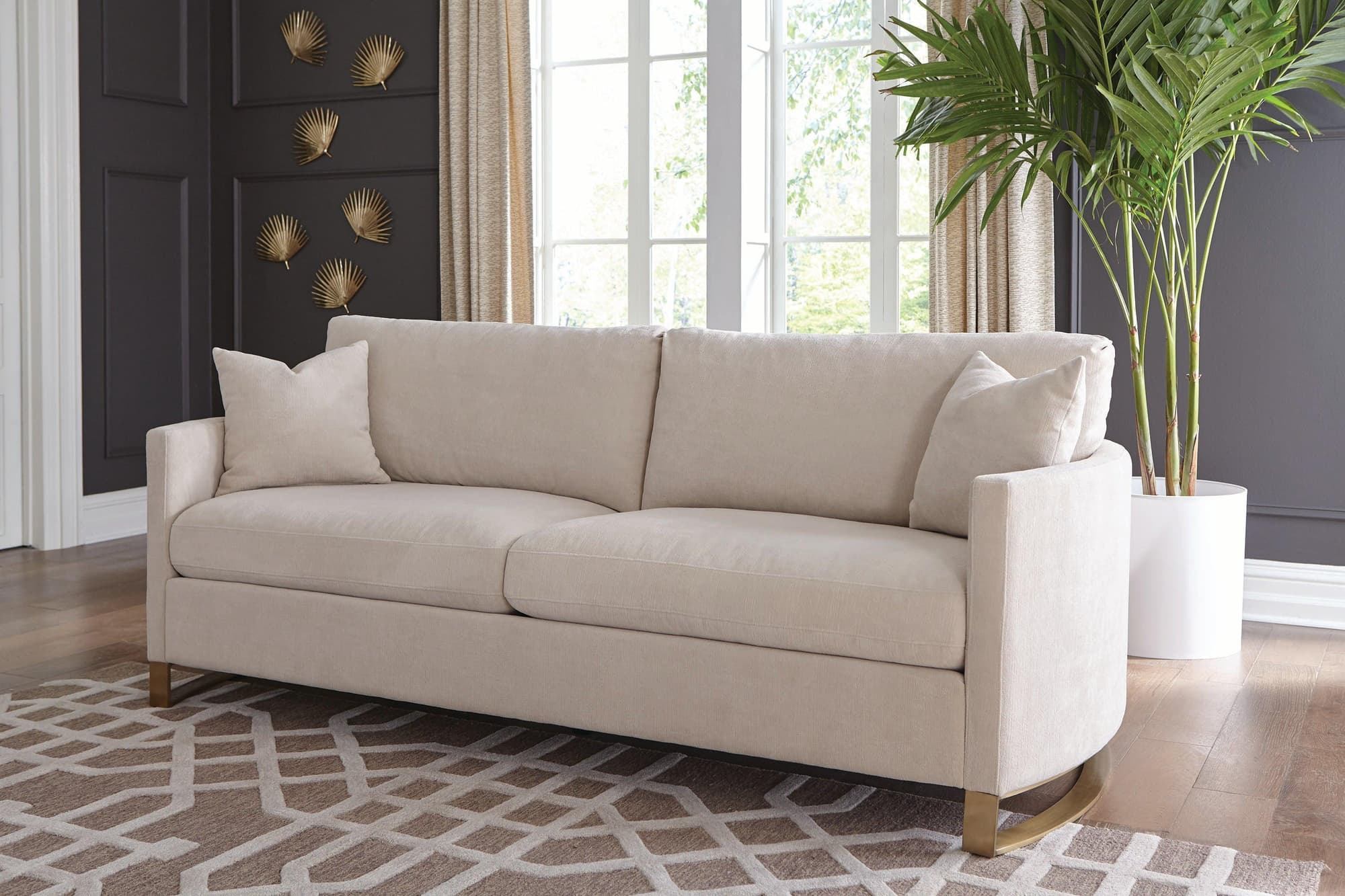 Corliss Upholstered Arched Arms Sofa Beige - Image 1