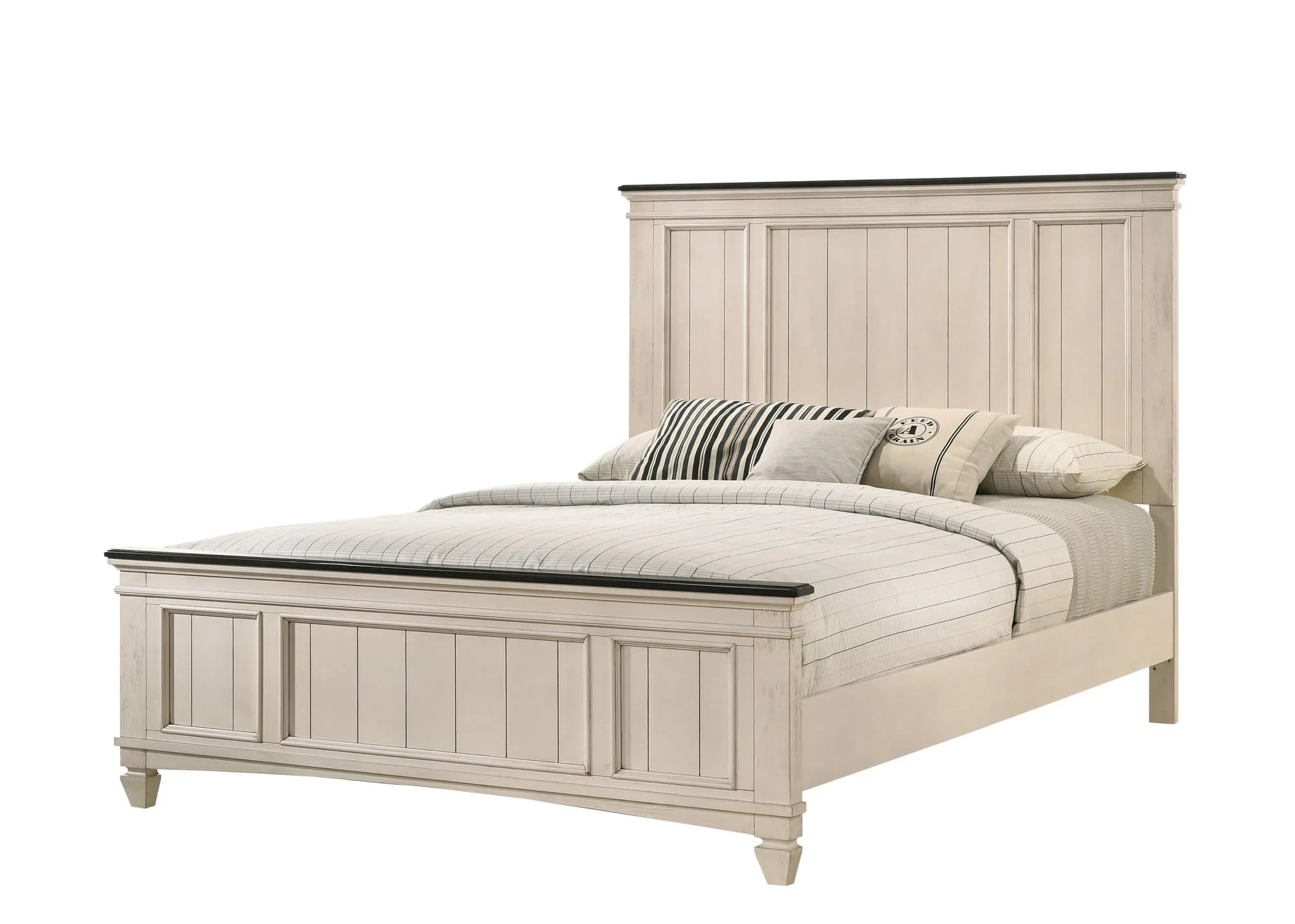 Sawyer Cream Brown Panel Queen Bed - Image 1