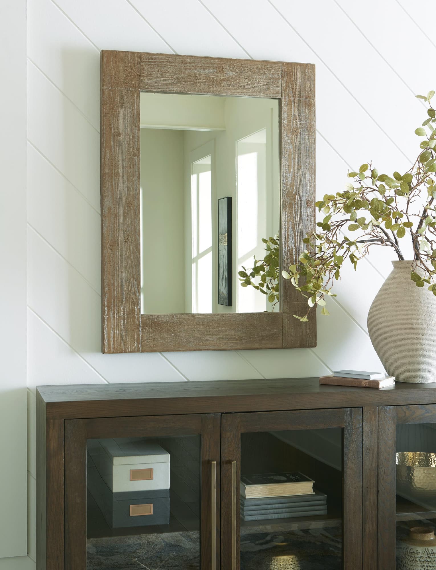 Waltleigh Distressed Brown Accent Mirror - Image 1