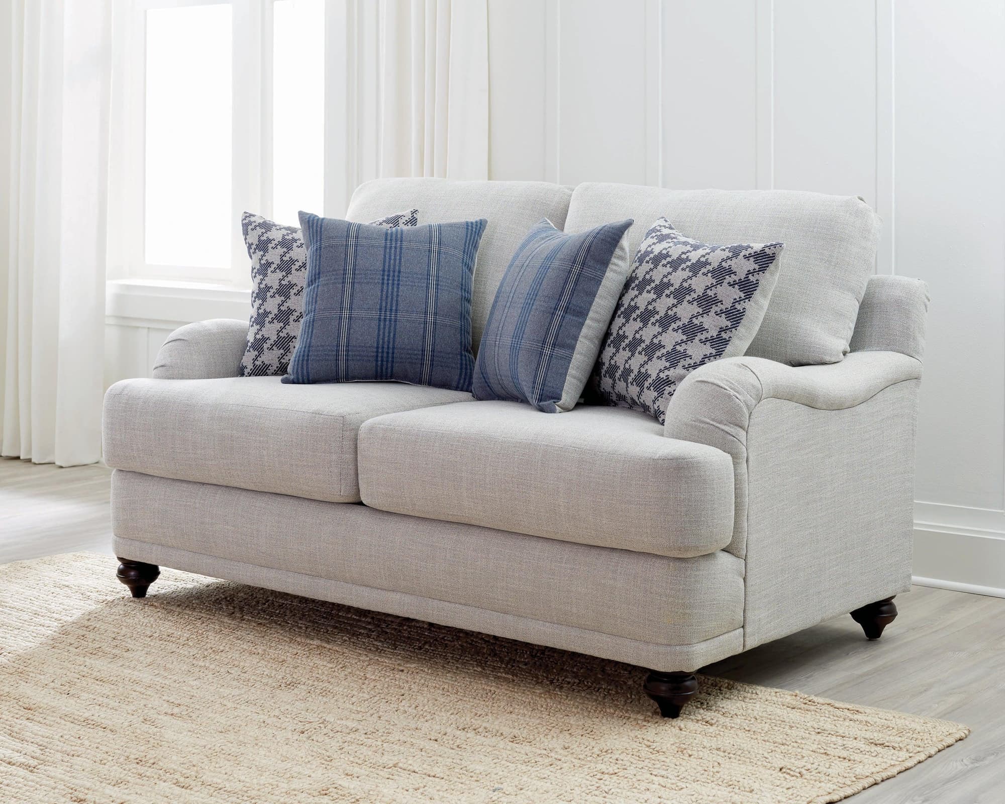 Glenn Recessed Arms Loveseat Light Grey - Image 1