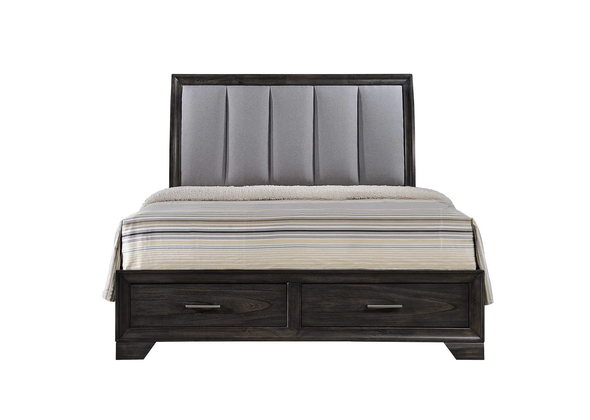 Jaymes Gray Upholstered Storage Platform Sleigh Queen Bed - Image 1