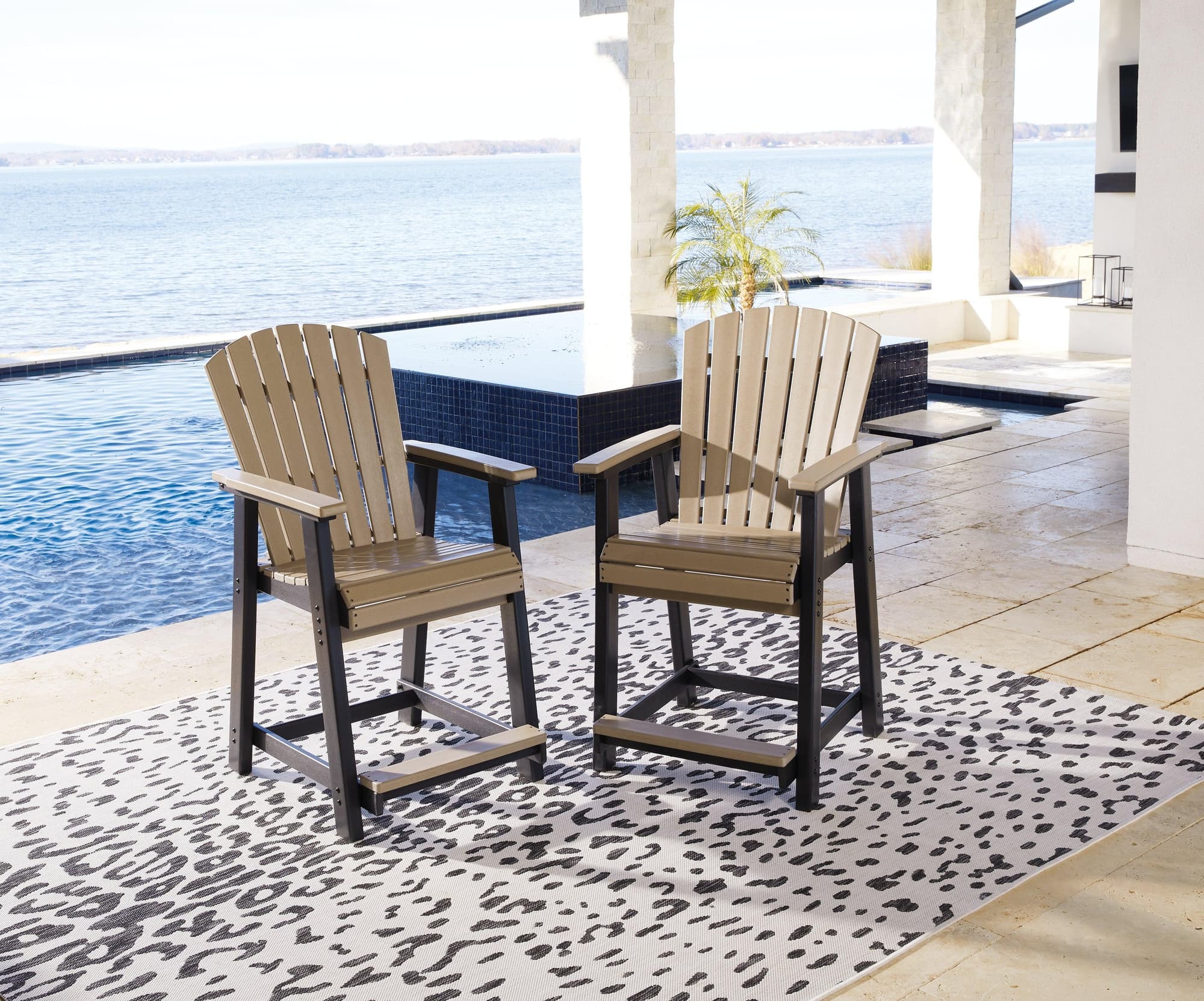 Fairen Trail Black Driftwood Outdoor Counter Height Bar Stool (Set of 2)