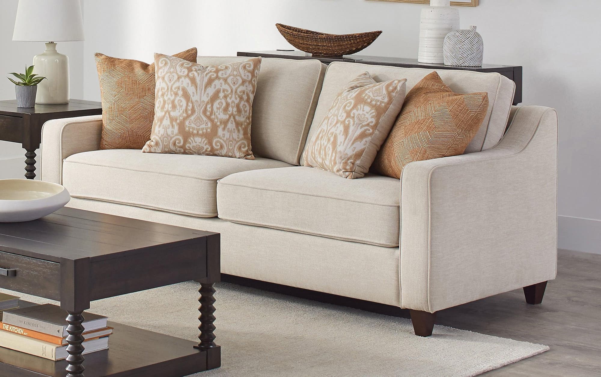 Christine Upholstered Cushion Back Sofa Beige