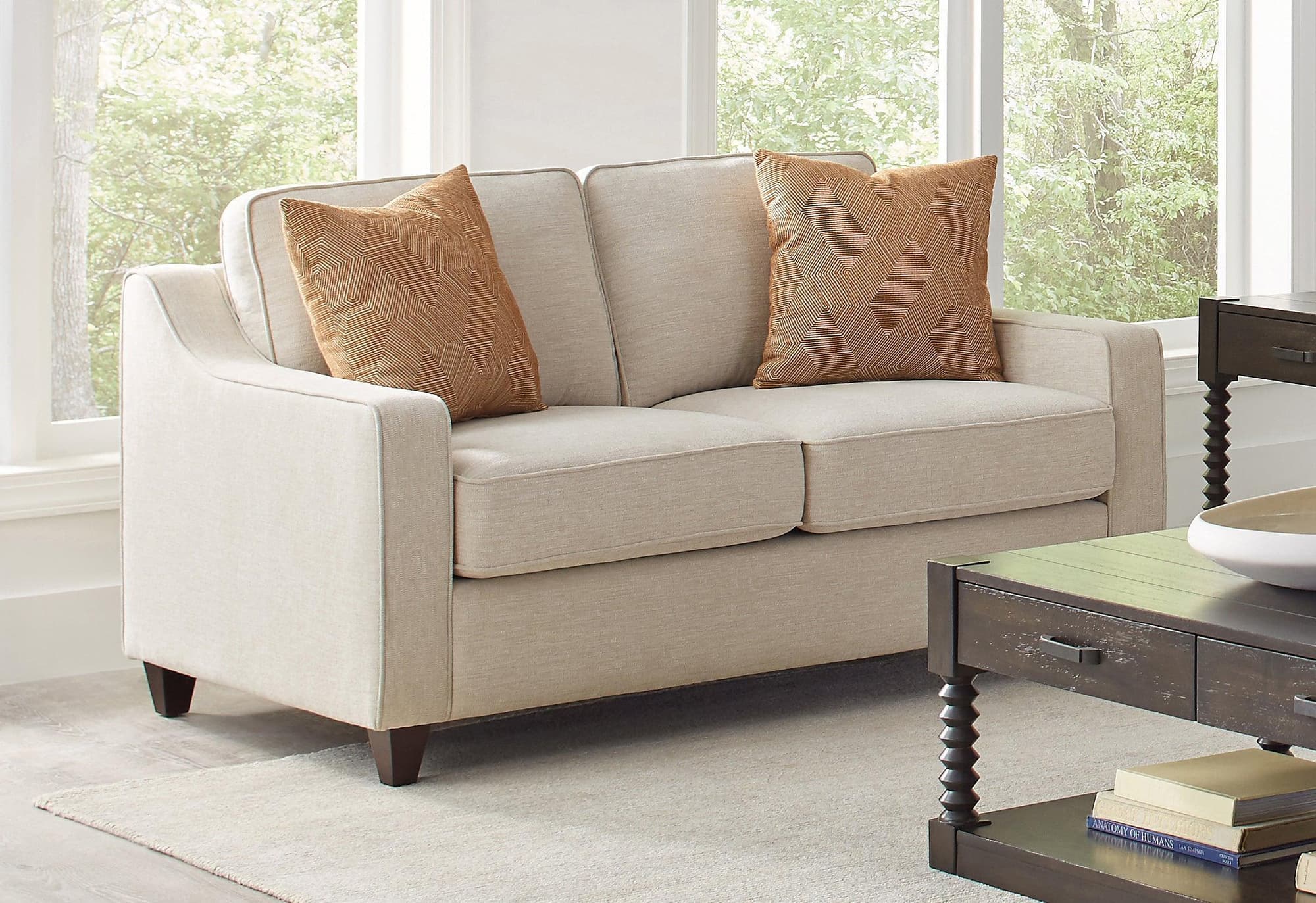 Christine Upholstered Cushion Back Loveseat Beige - Image 1