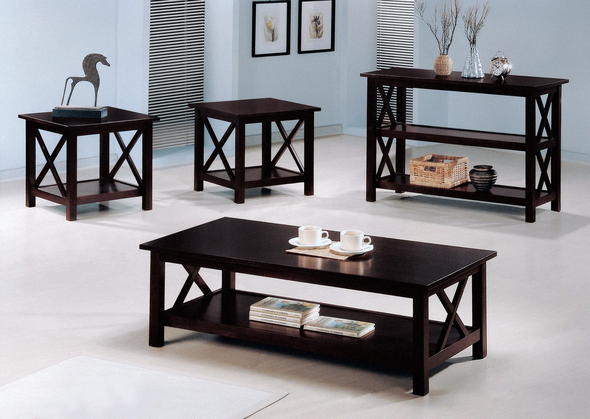 Rachelle 3-Piece Occasional Table Set Deep Merlot - Image 1