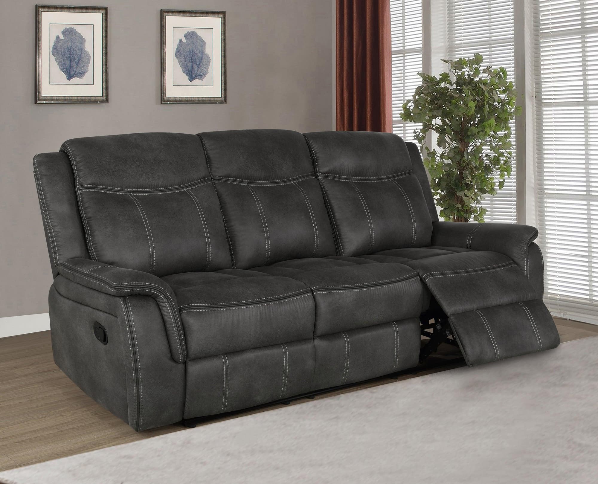 Lawrence Upholstered Tufted Back Motion Sofa - Image 1