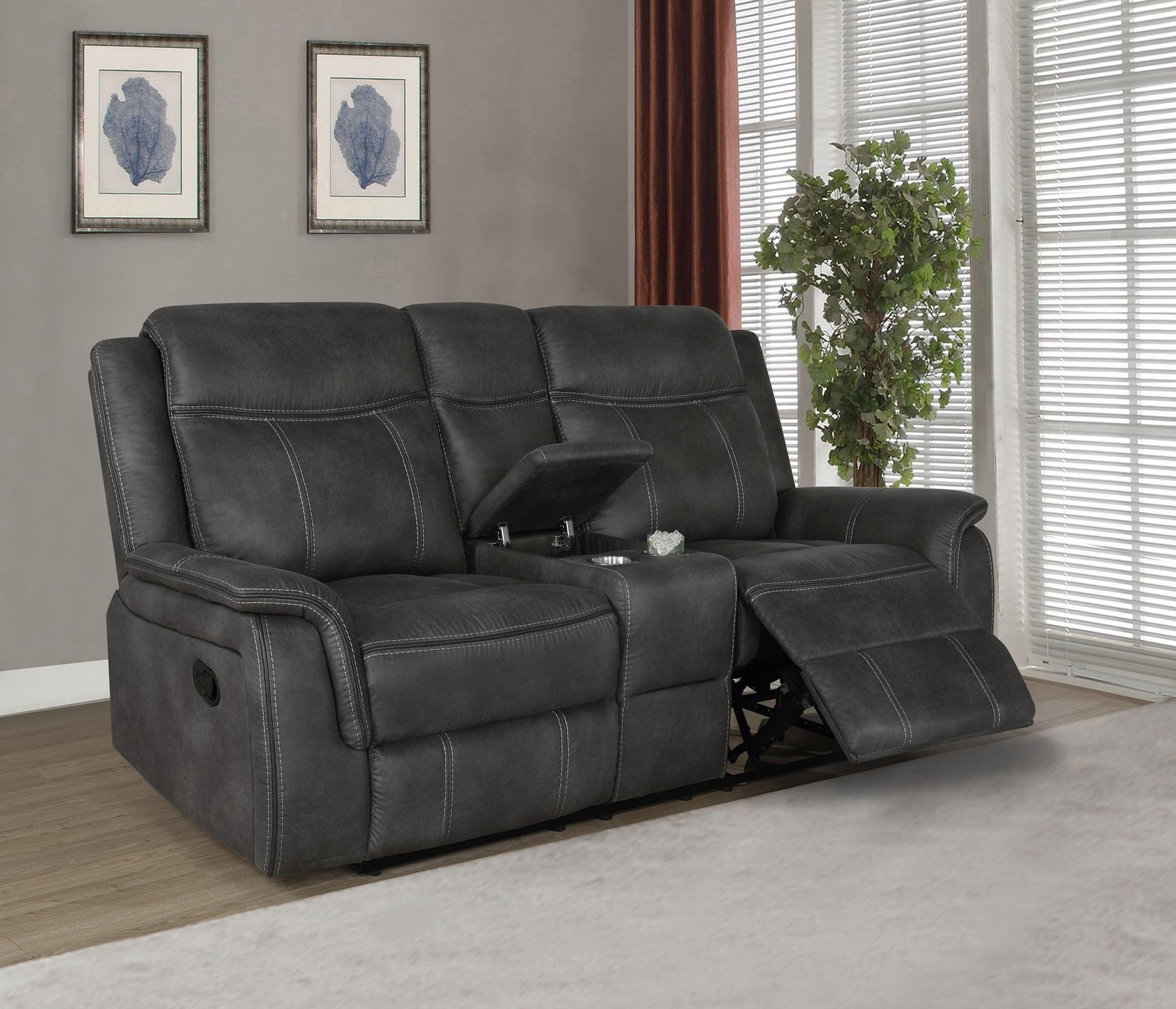 Lawrence Upholstered Tufted Back Motion Loveseat - Image 1