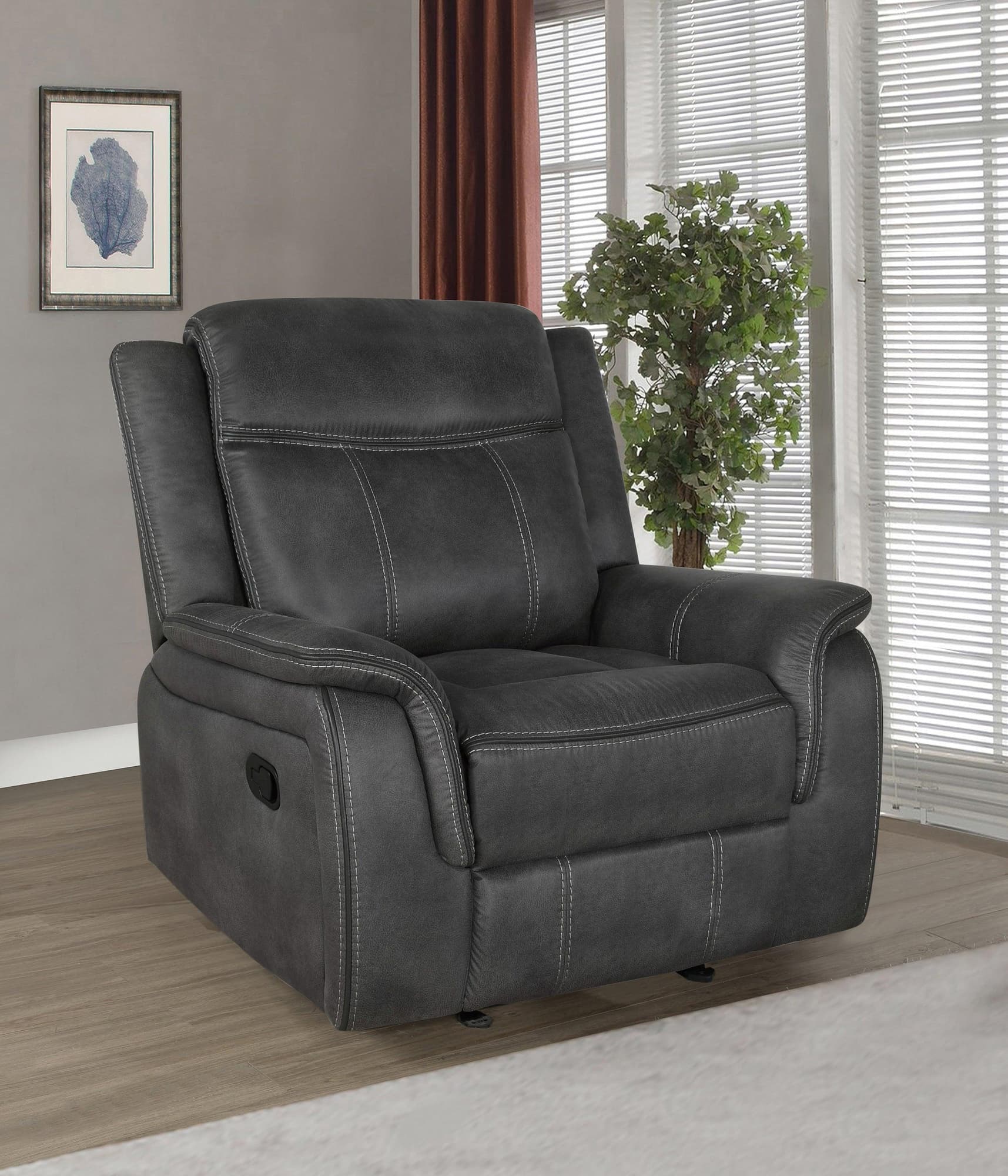 Lawrence Upholstered Tufted Back Glider Recliner - Image 1