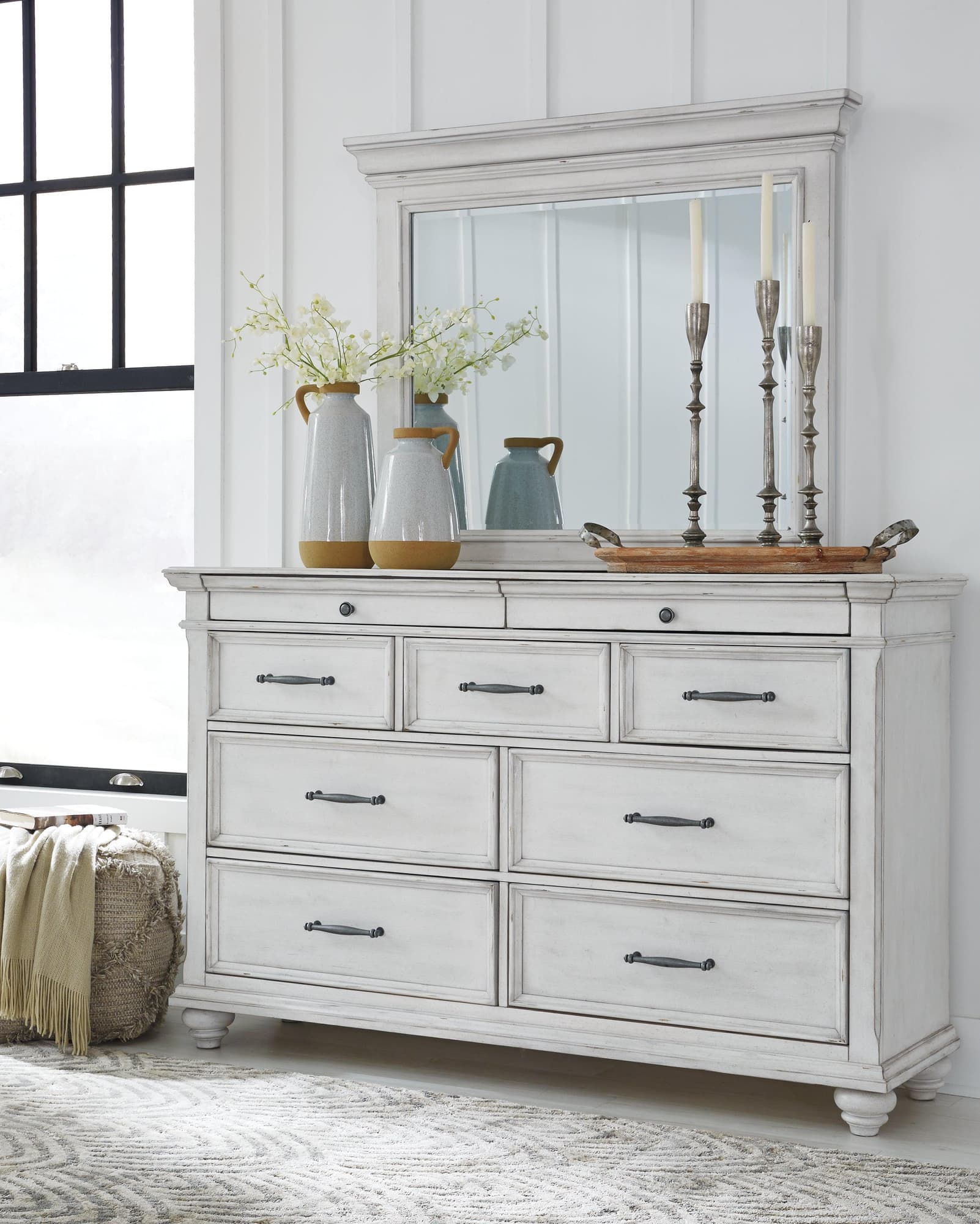 Kanwyn Whitewash Dresser And Mirror - Image 1