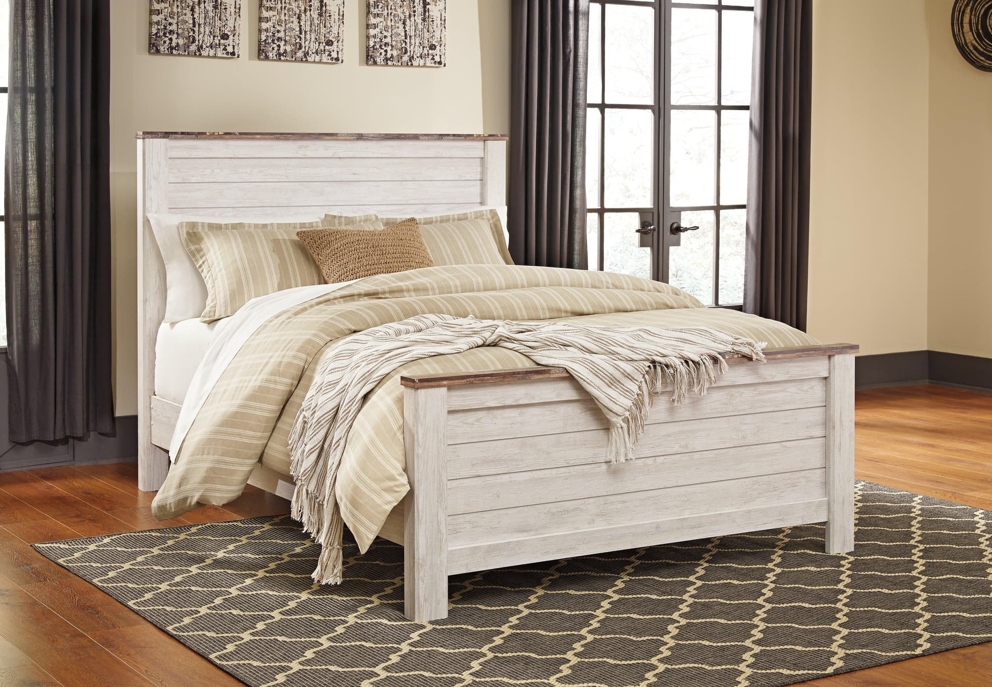 Willowton Whitewash Queen Panel Bed - Image 1