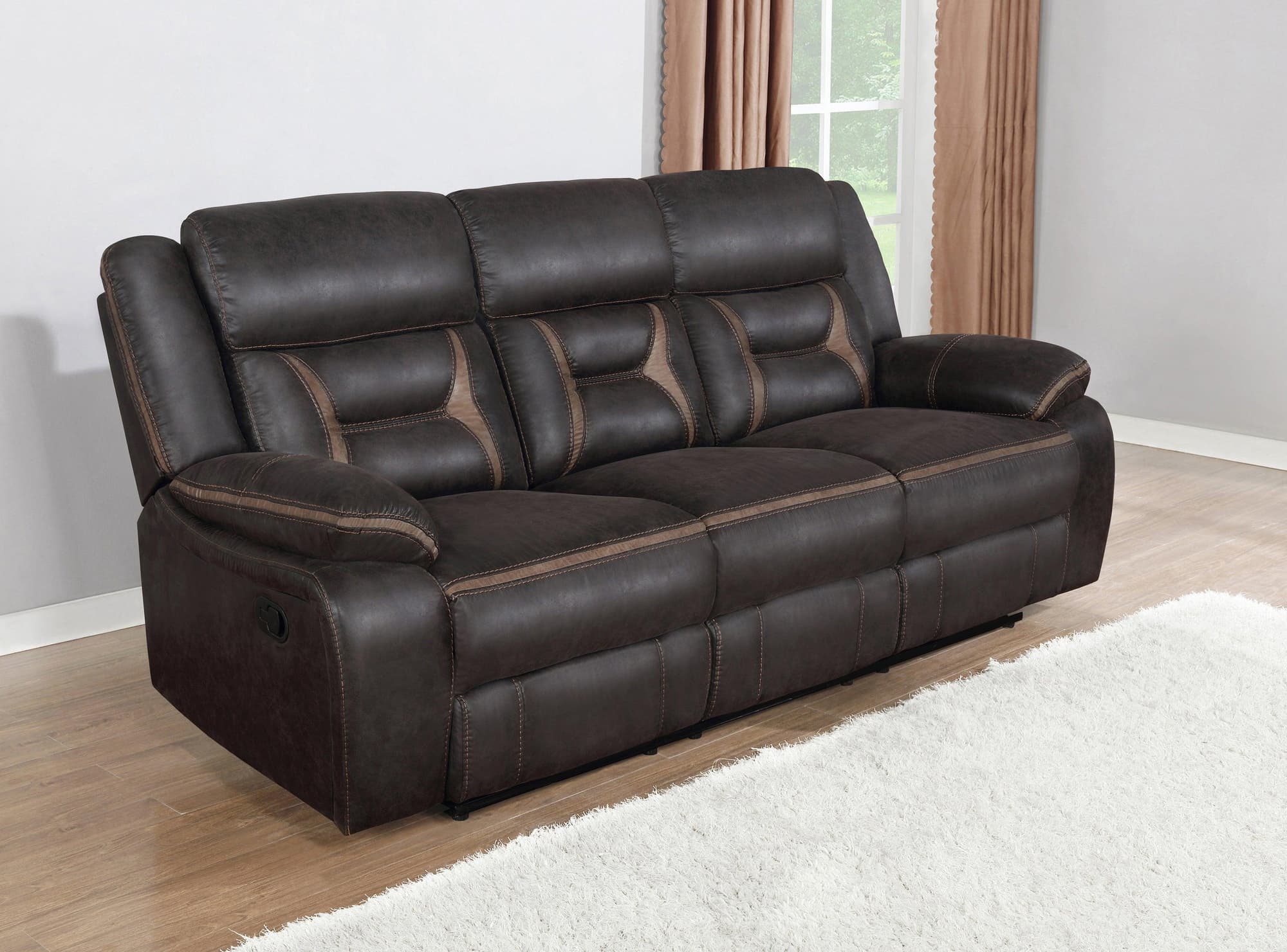 Greer Upholstered Tufted Back Motion Sofa - Image 1