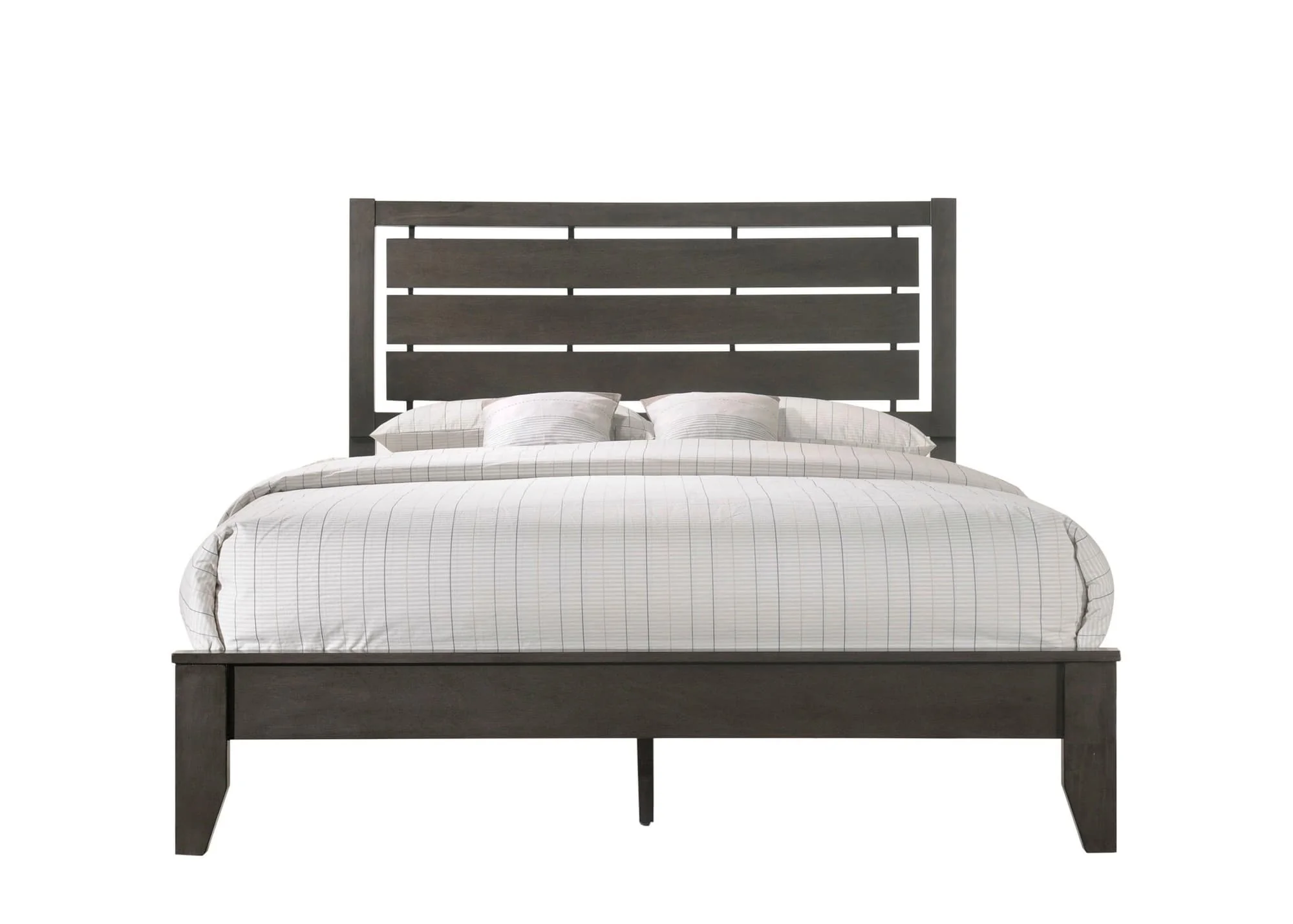 Evan Gray Upholstered Panel Queen Bed - Image 1
