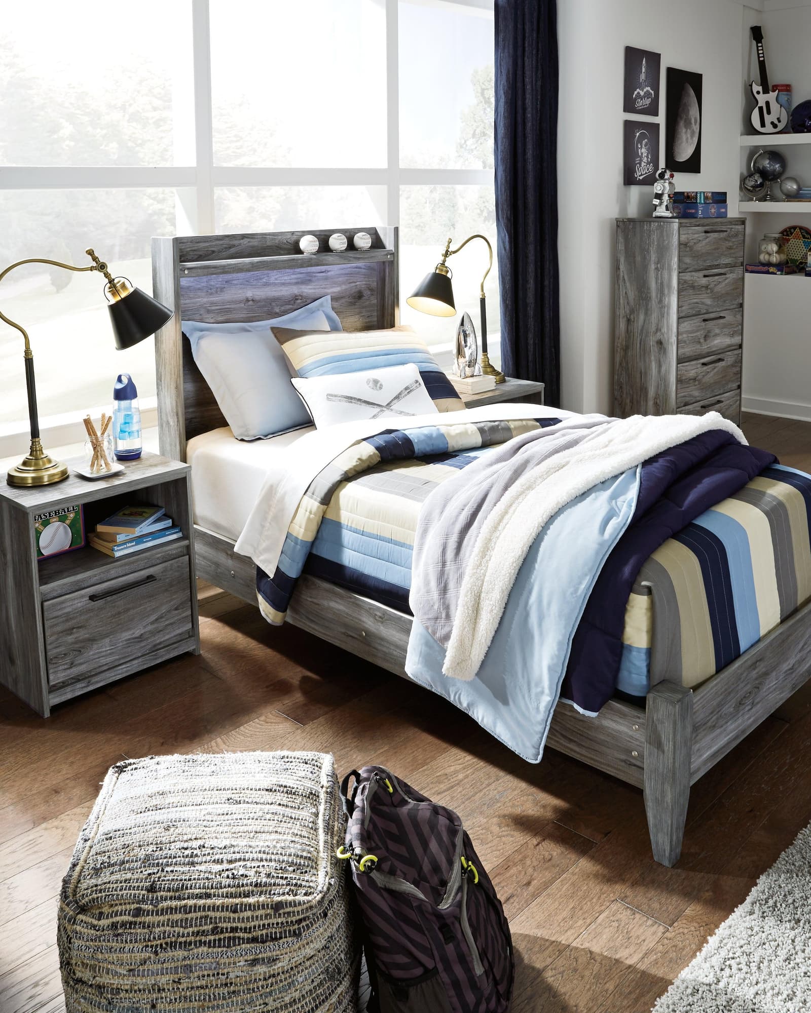 Baystorm Gray Twin Panel Bed