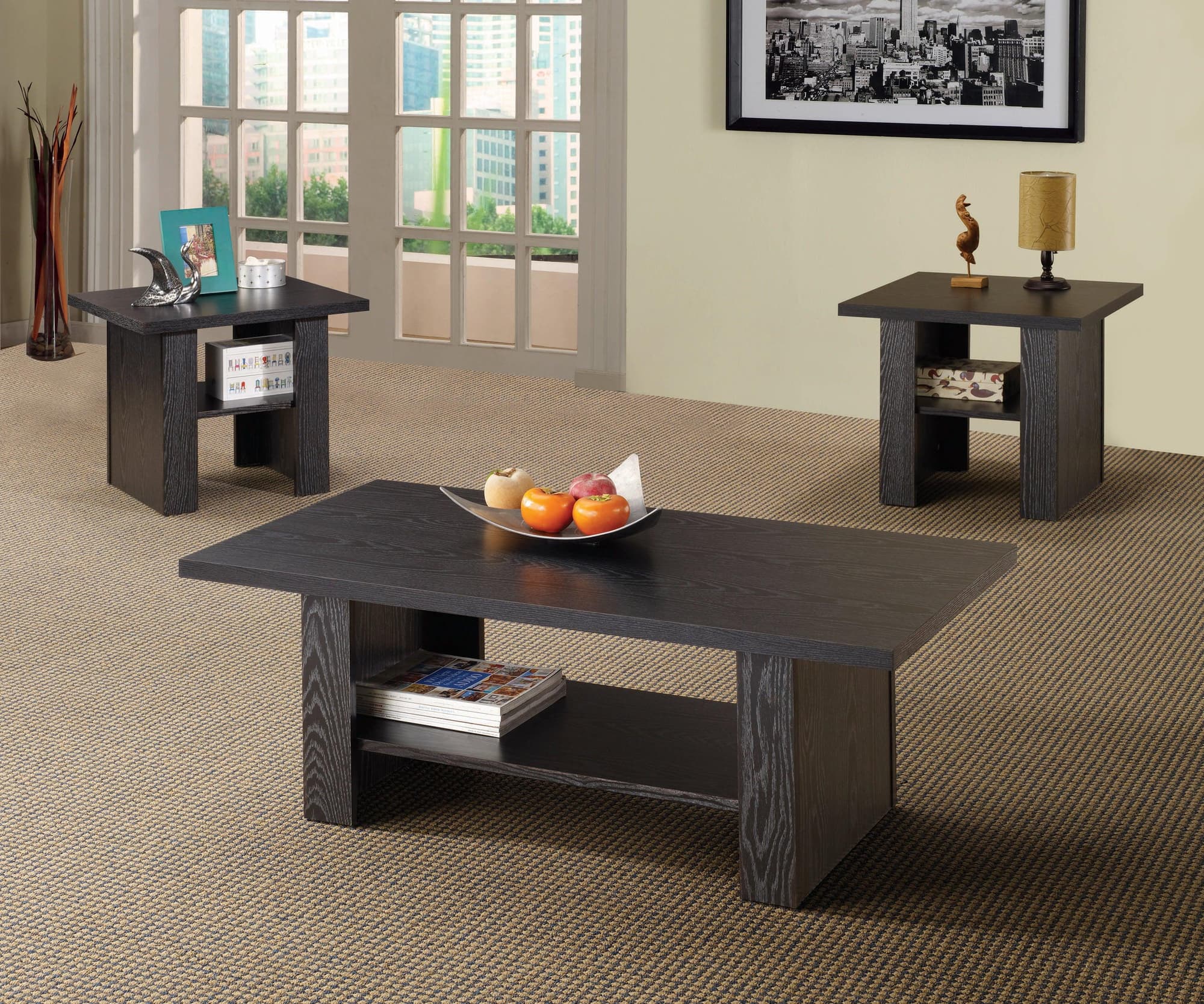 Rodez 3-Piece Occasional Table Set Black Oak - Image 1