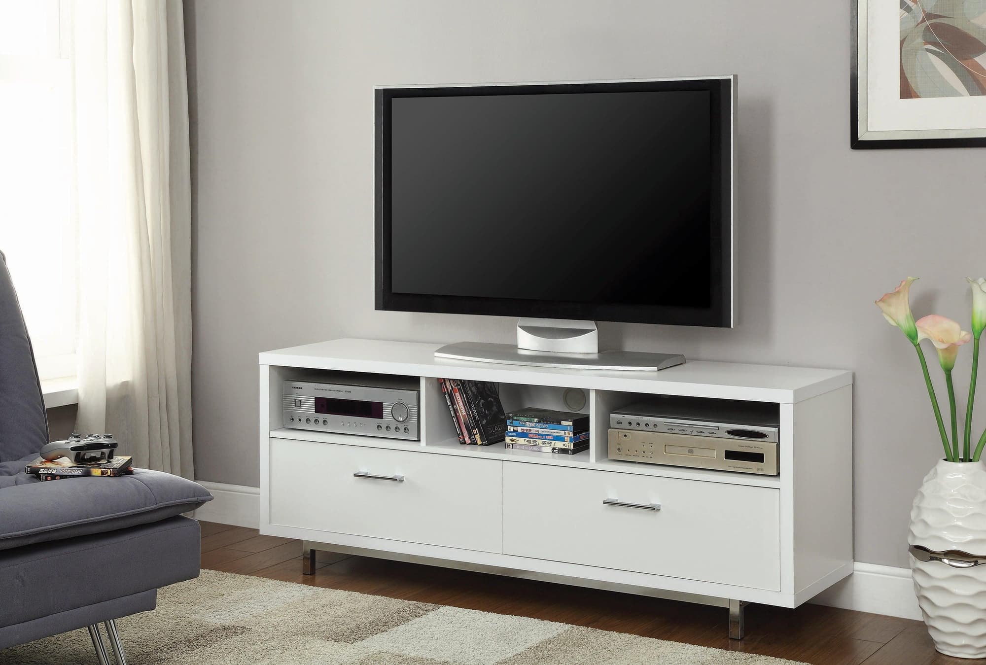 Casey 2 Drawer Rectangular TV Console White - Image 1