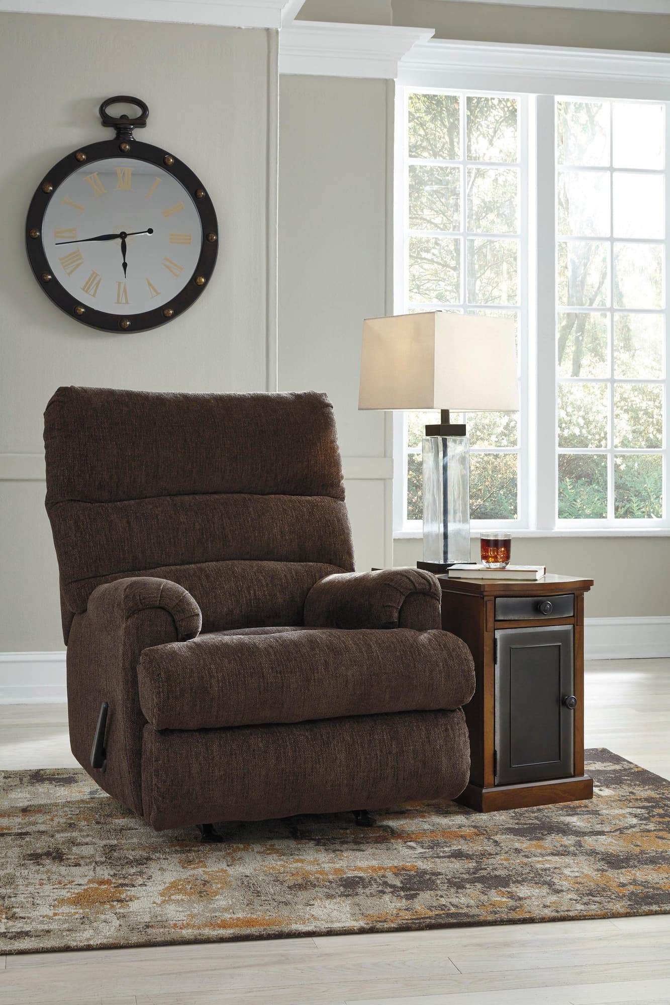 Rocker Earth Fabric Recliner - Image 1
