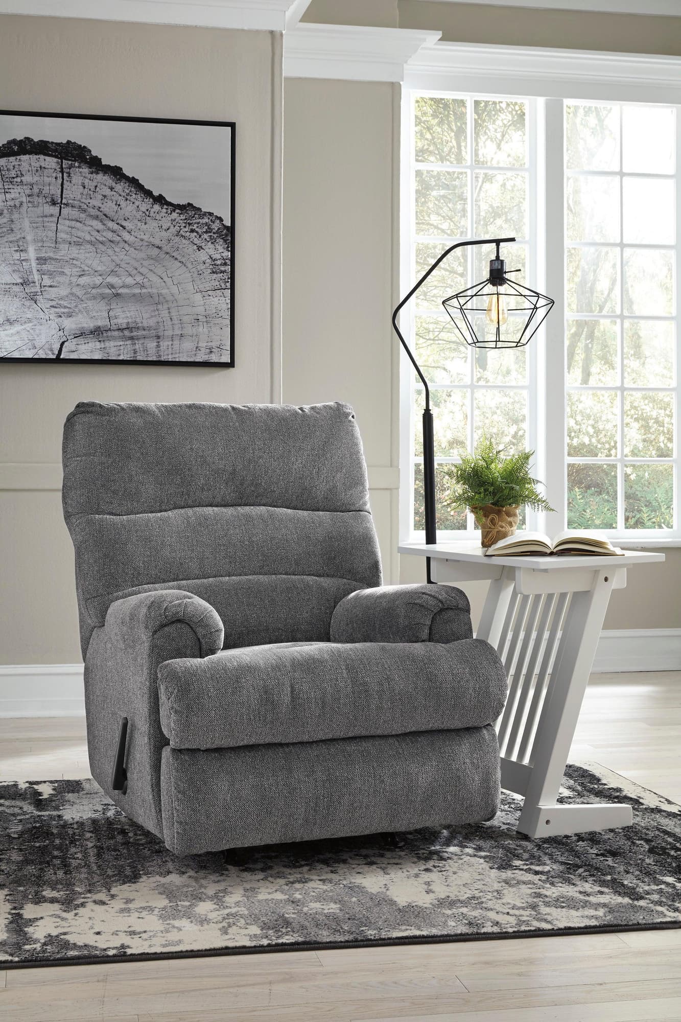 Rocker Graphite Fabric Recliner - Image 1