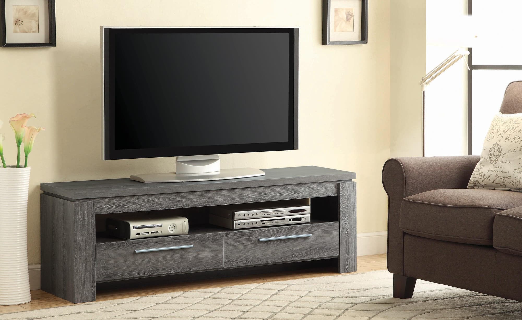 Elkton 2 Drawer TV Console Weathered Grey - Image 1