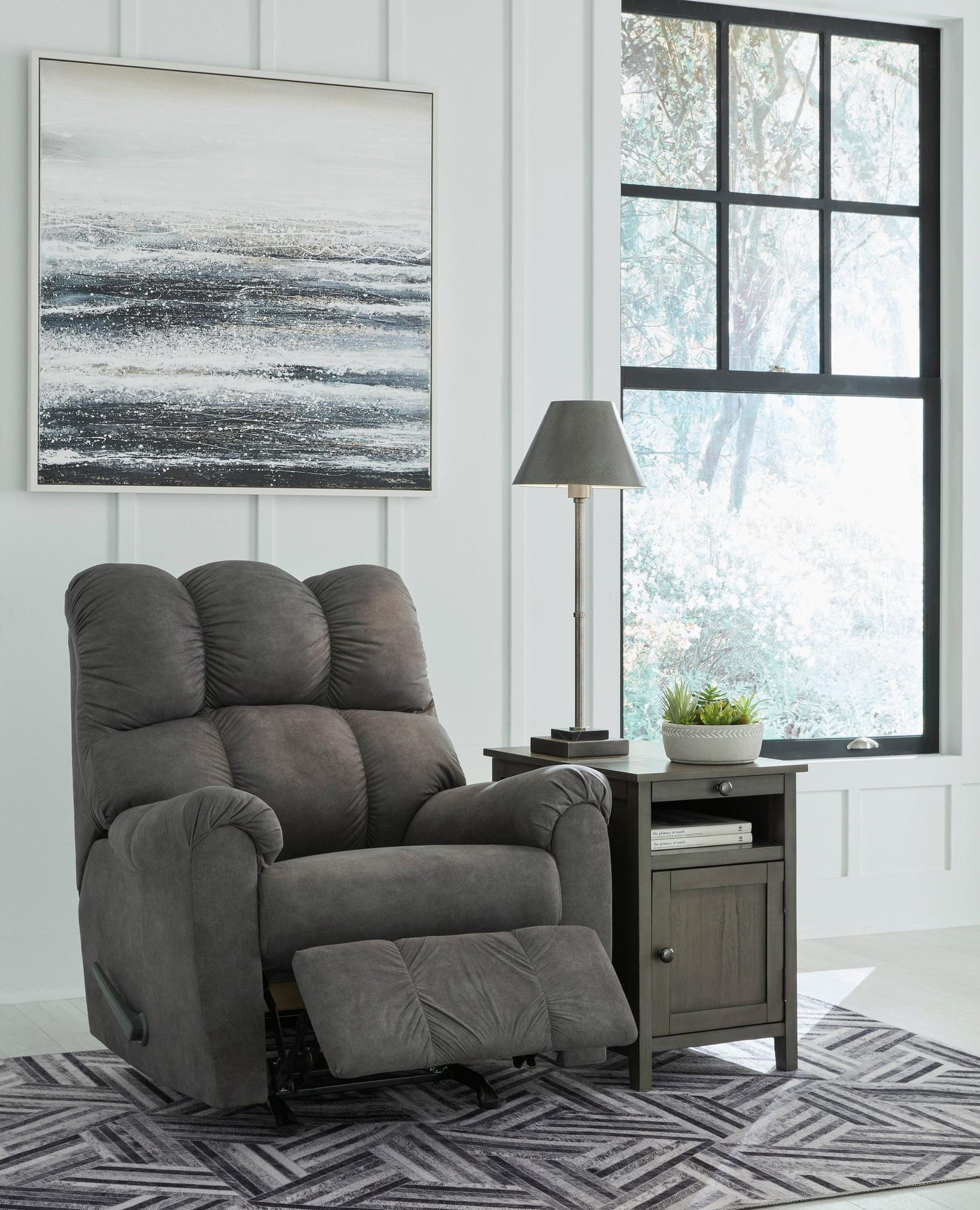 Rocker Slate Fabric Recliner - Image 1