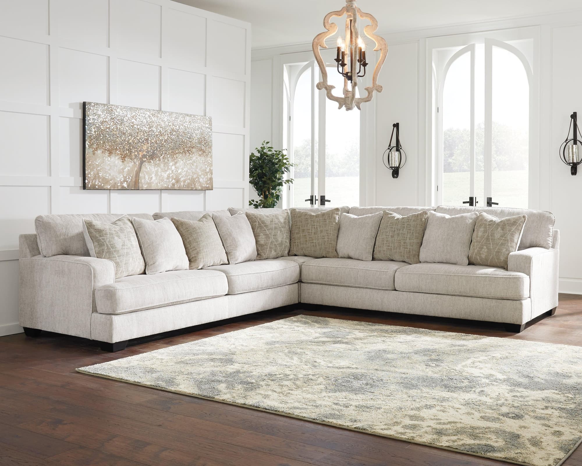 Rawcliffe Parchment Chenille 3-Piece Sectional - Image 1
