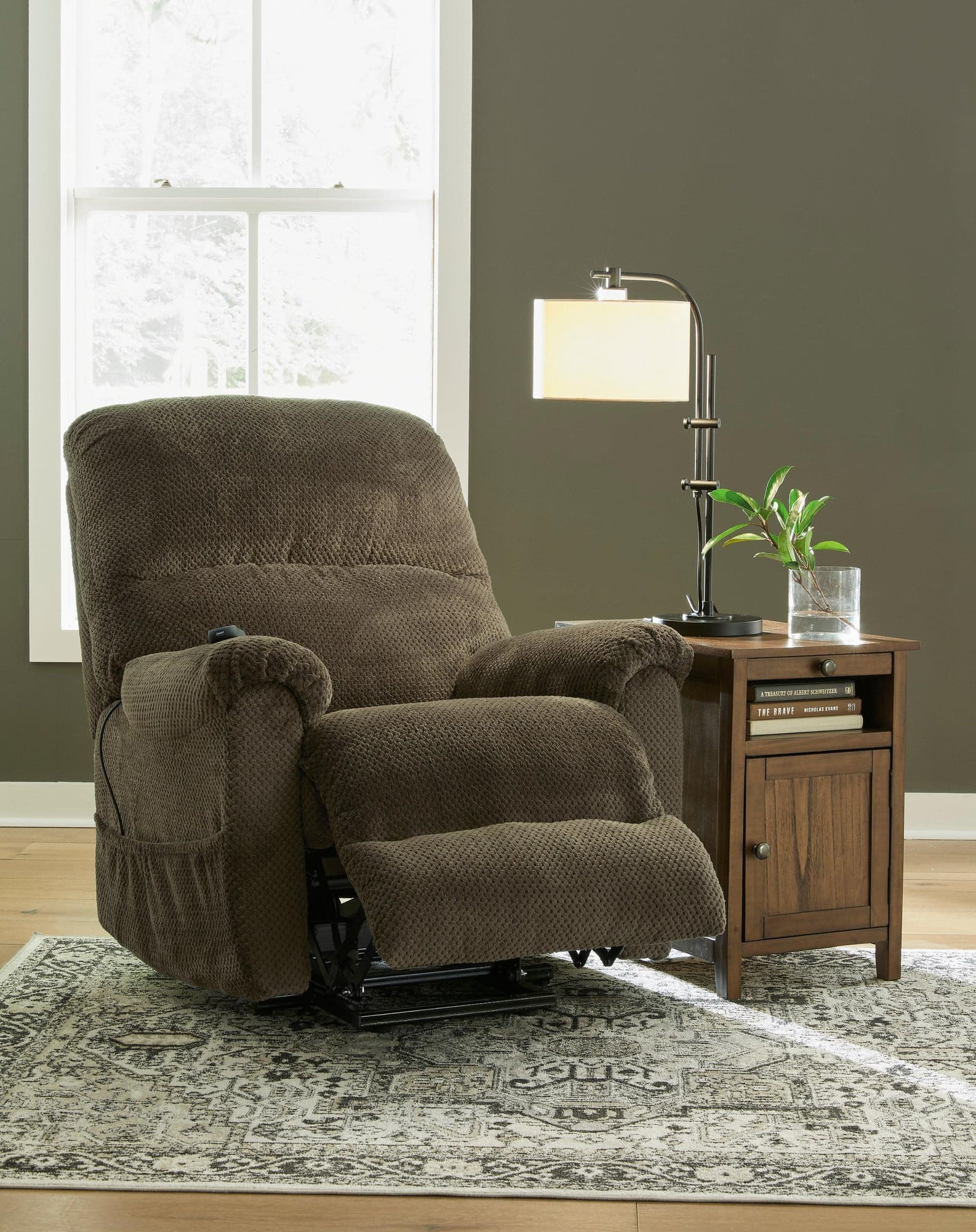 Cocholate Fabric Power Lift Recliner